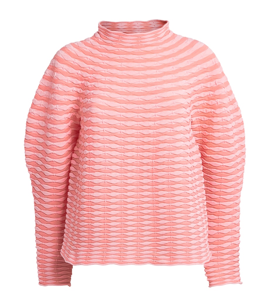 Pleats Please Issey Miyake Womens Colourful Mushroom Knit Top Light Pink Image 1