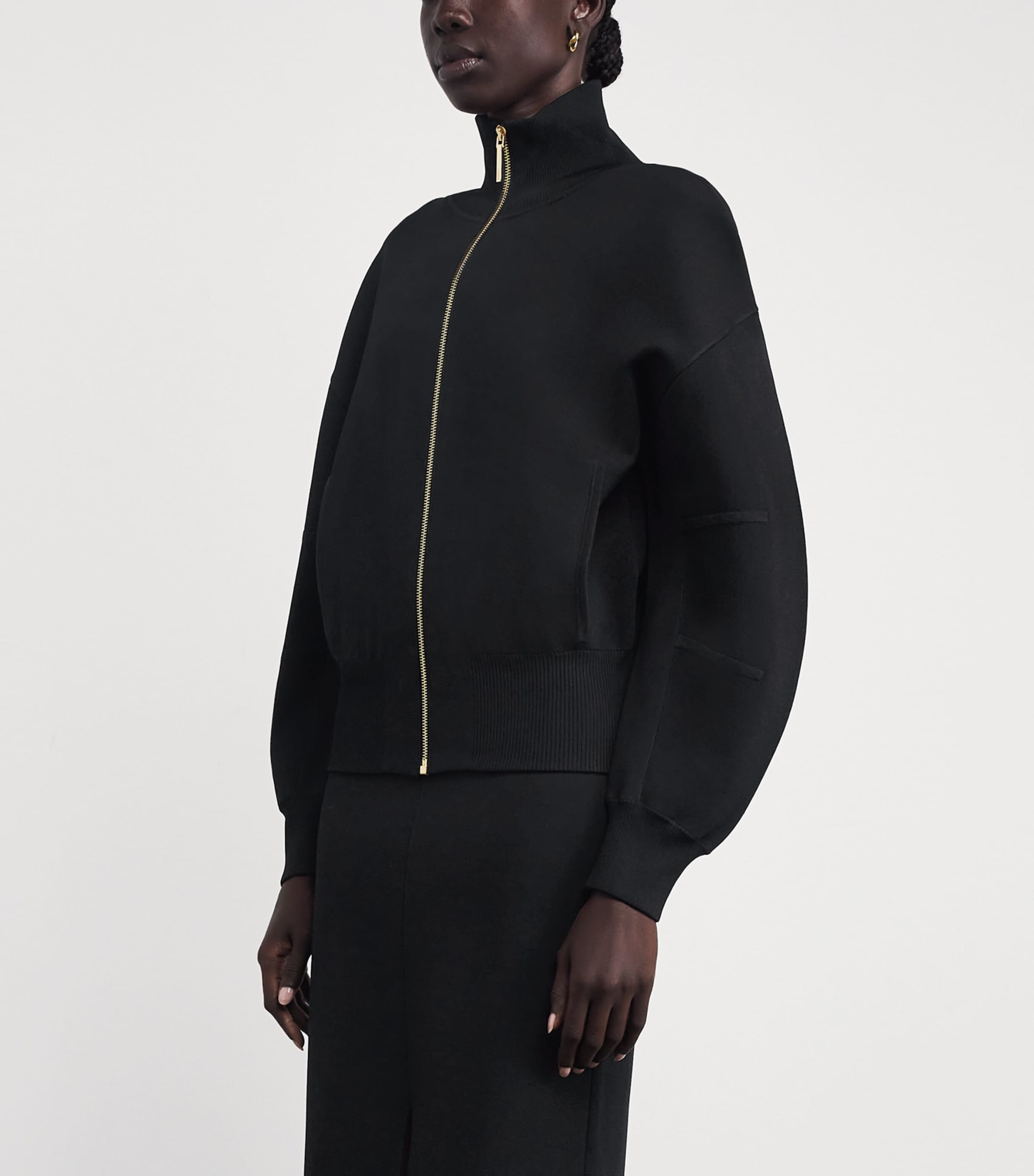 Milano-Knit Sable Bomber Jacket BLACK Image 3