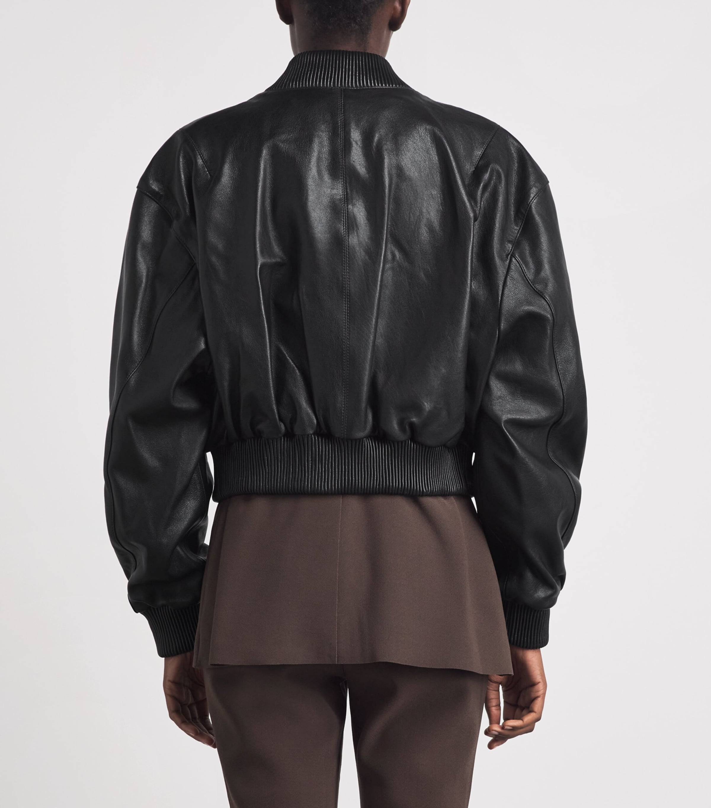 Arma Womens Hannah Leather Bomber Jacket Black Image 5