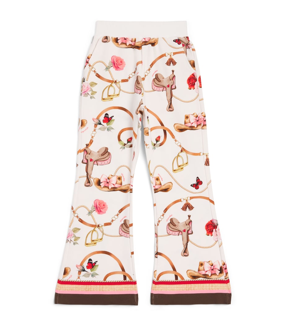 Monnalisa Stretch-Cotton Printed Sweatpants (2-12 Years) Gardenia Image 1