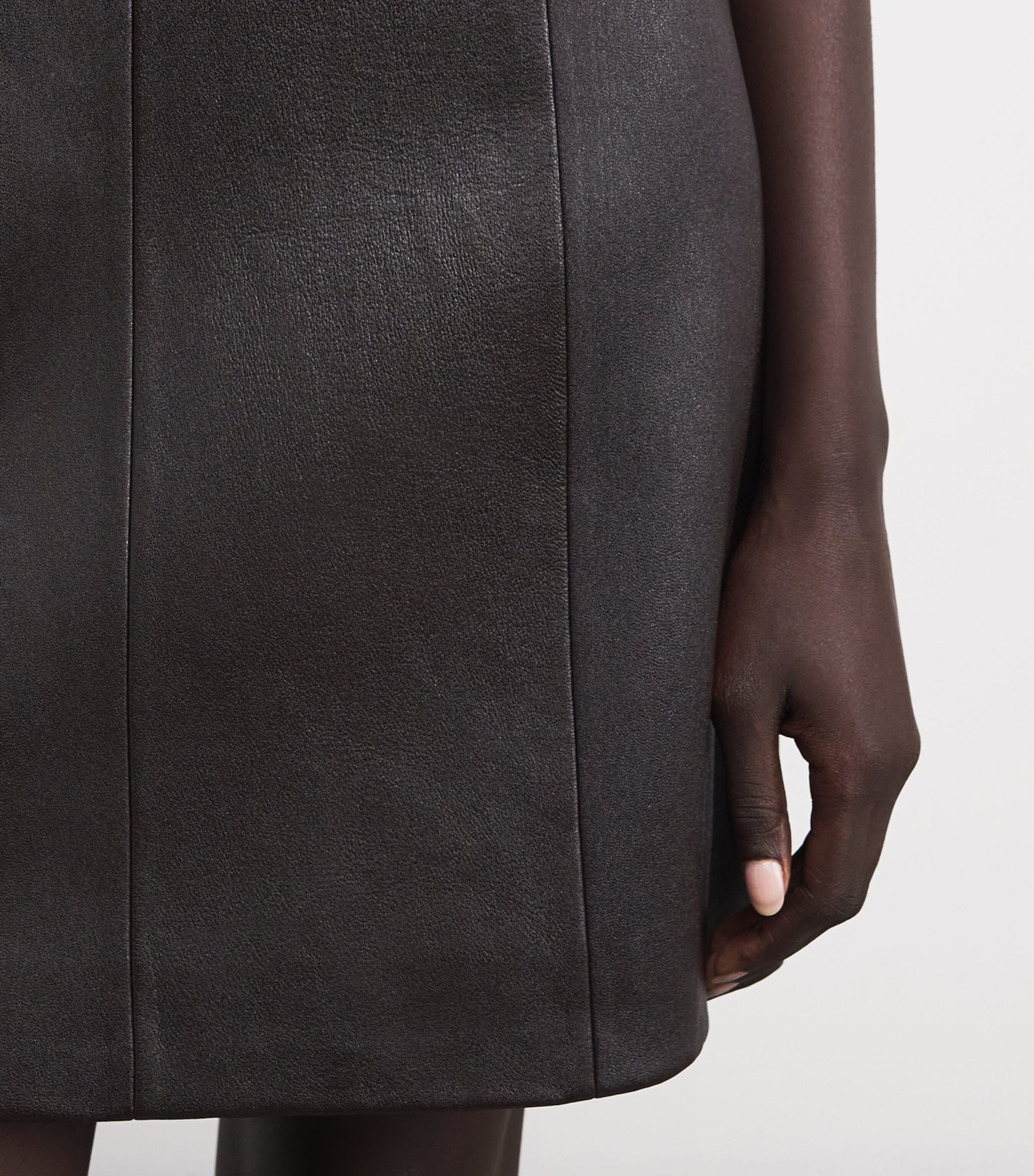 Lambskin Panelled Mini Dress 2P5-PLUM BROWN Image 6