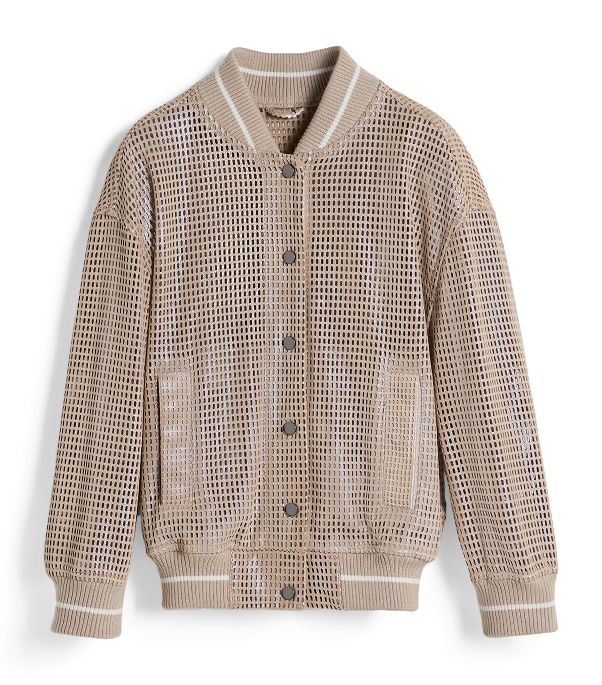 Brunello Cucinelli Kids Leather Bomber Jacket (4-6 Years) Image 1