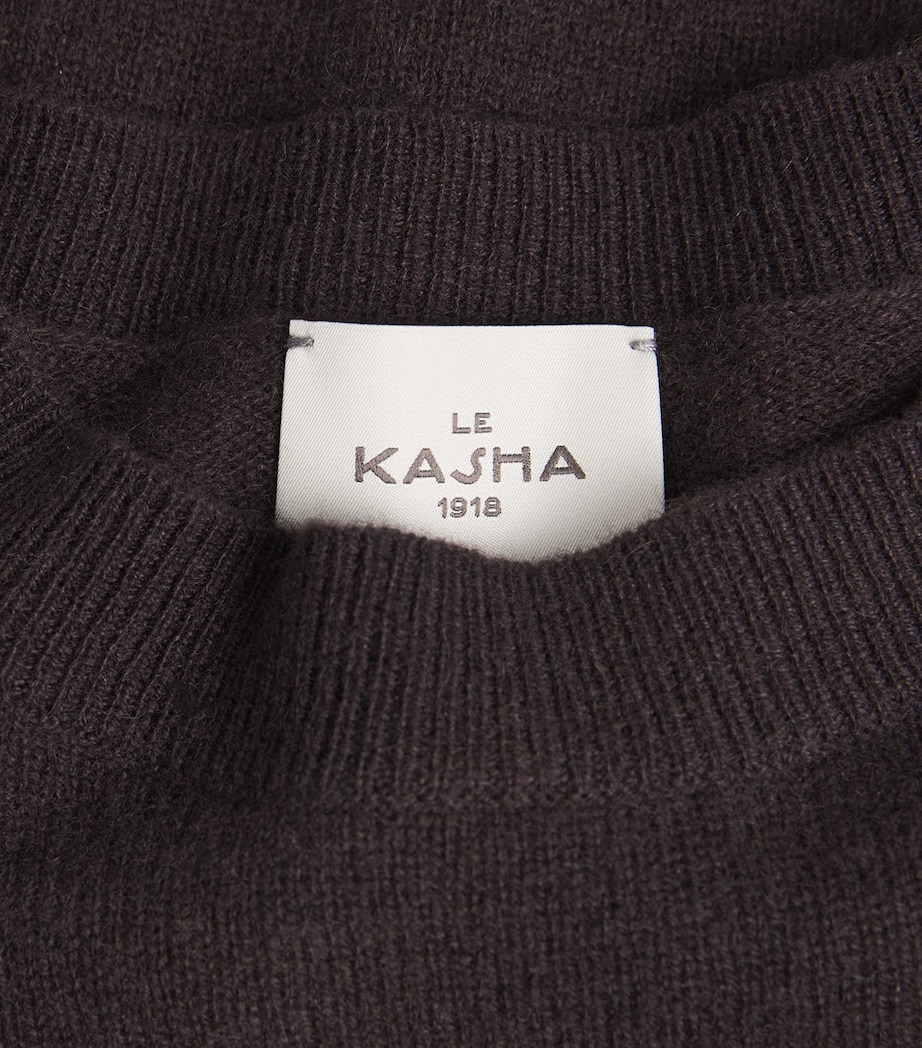 Le Kasha Womens Cashmere Short-Sleeve Chypre Sweater Prune Image 6