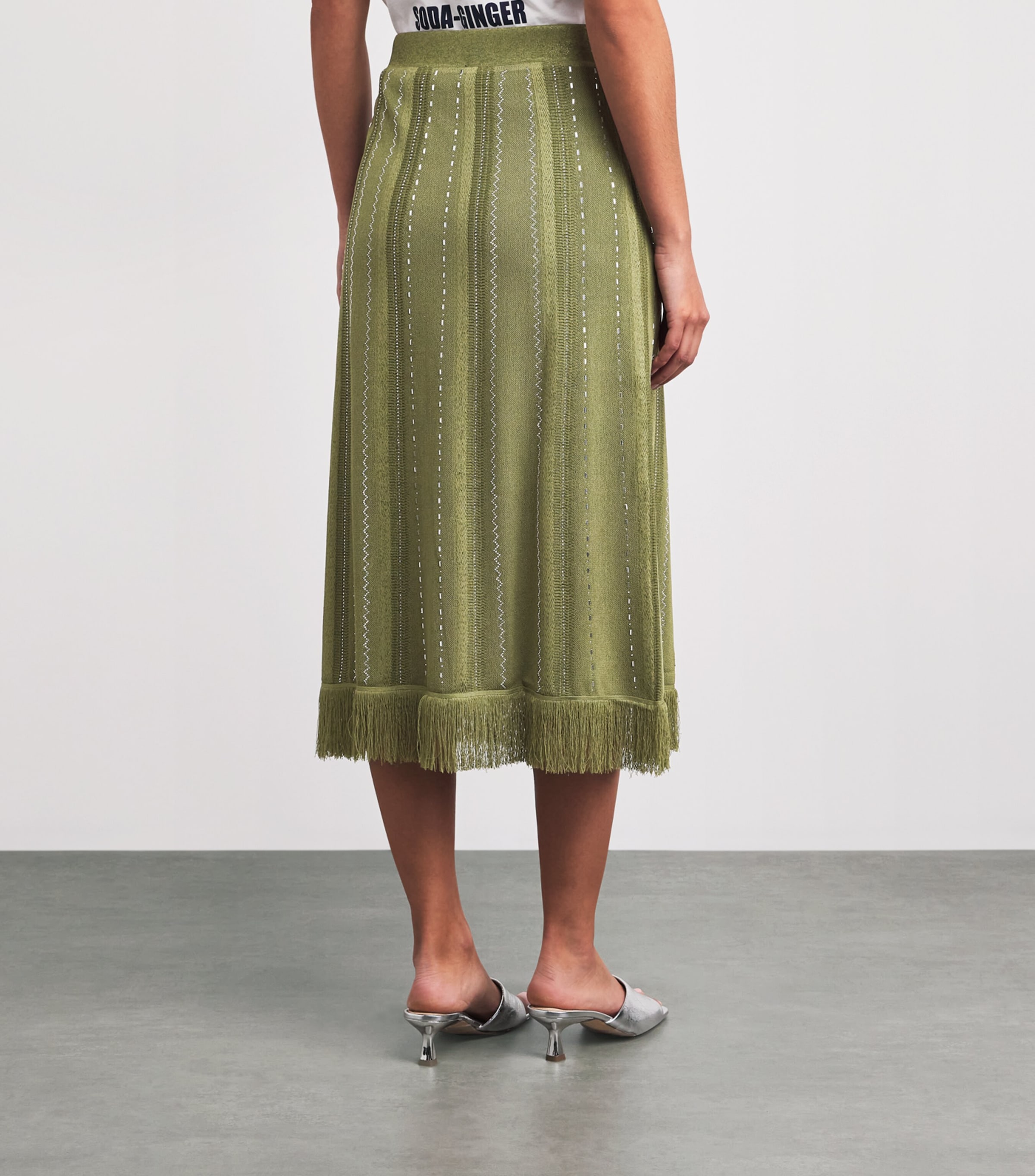 Maje Womens Embellished Midi Skirt Khaki Image 5