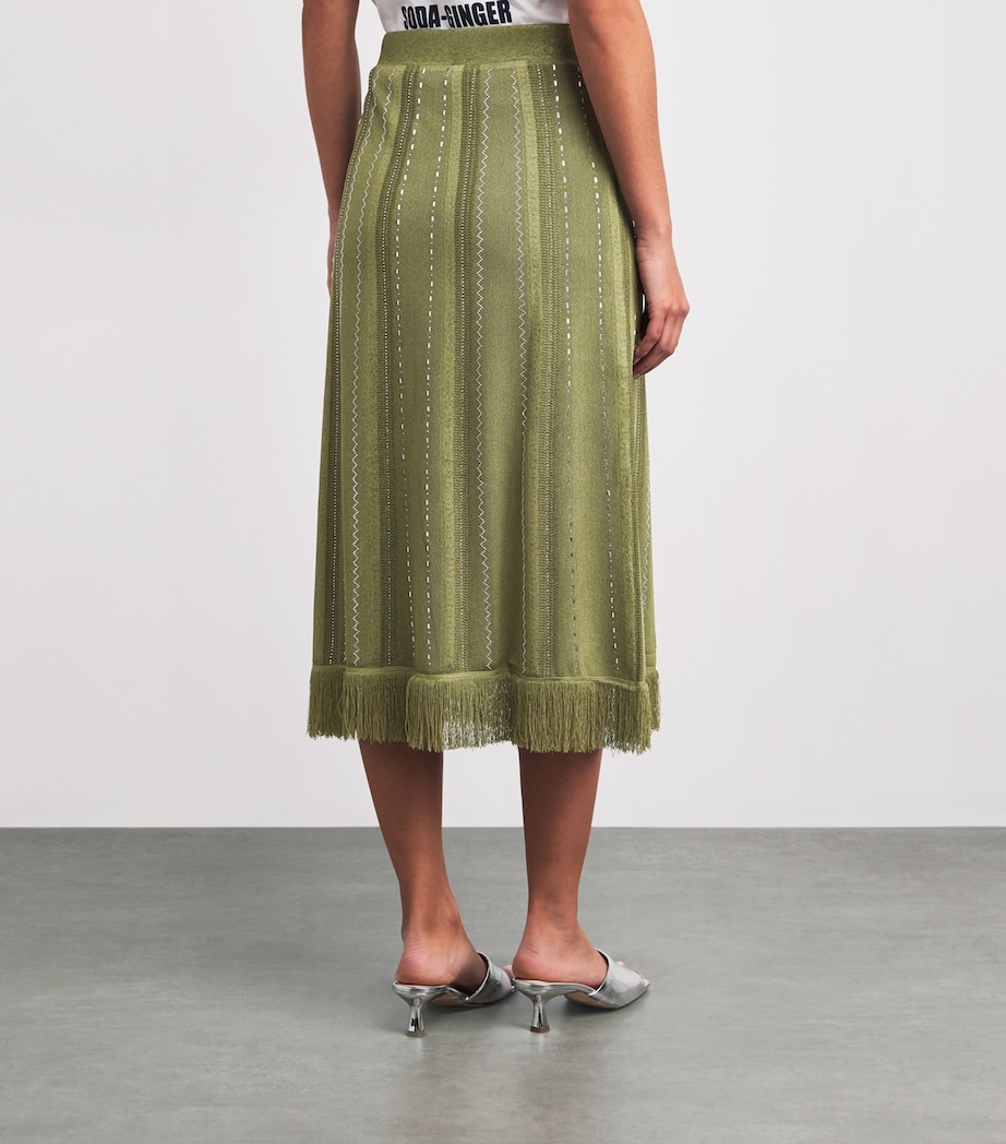 Maje Womens Embellished Midi Skirt Khaki Image 5