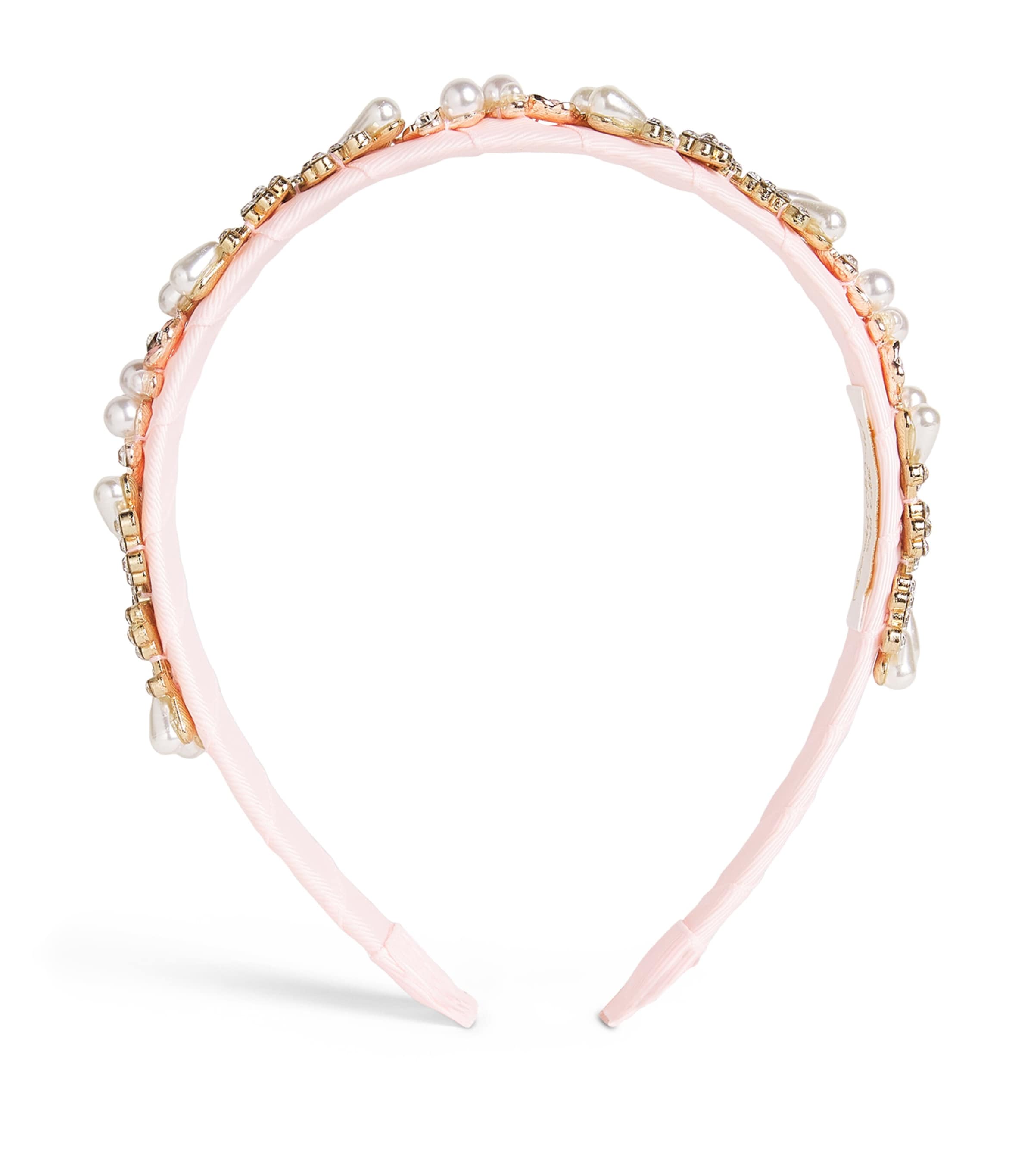 David Charles Kids' Velvet Embellished Headband In White