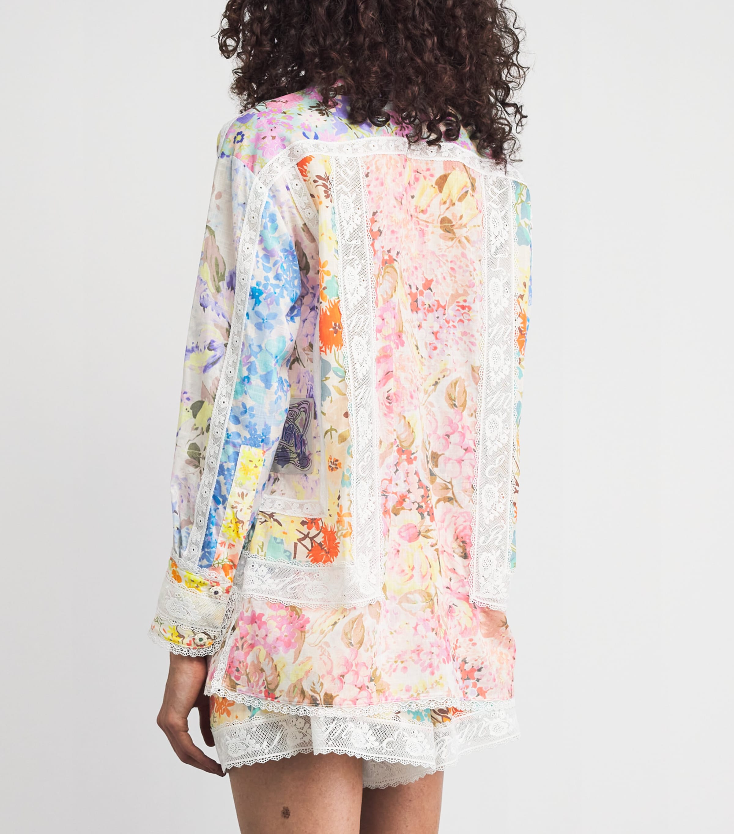 Zimmermann Womens Cotton-Lace Floral Solstice Shirt Spliced Image 5