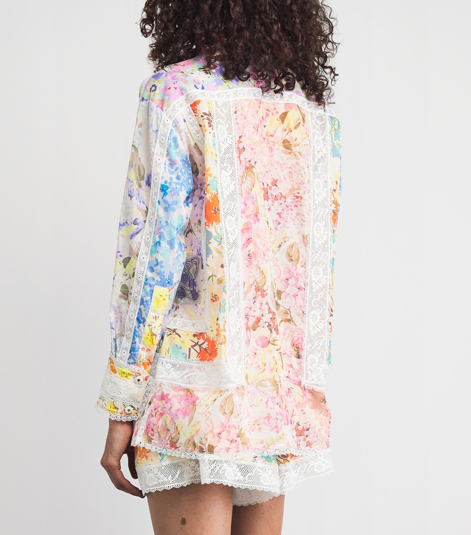 Zimmermann Womens Cotton-Lace Floral Solstice Shirt Spliced Image 5