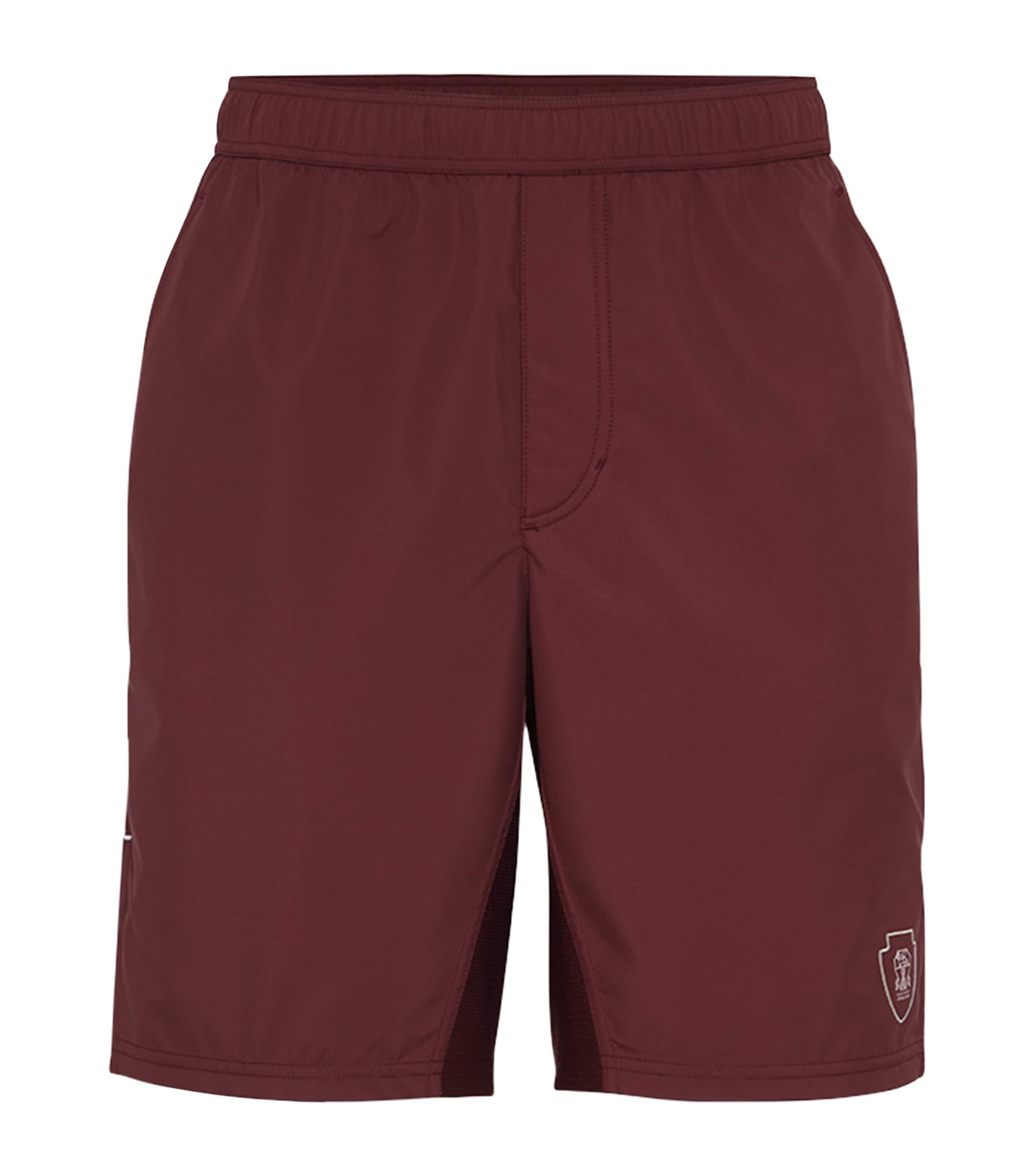 Brunello Cucinelli Elastic-waist Panelled Shorts In Burgundy
