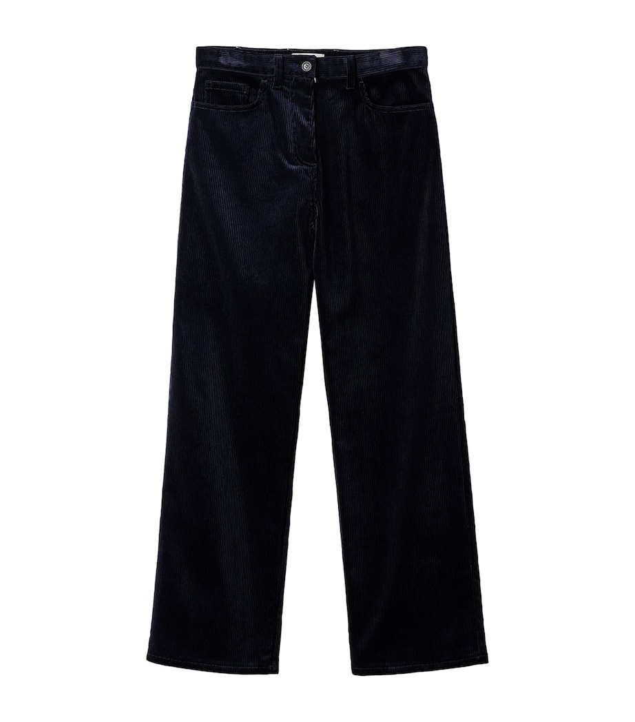 Miu Miu Womens Corduroy Wide-Leg Trousers Blue Image 1