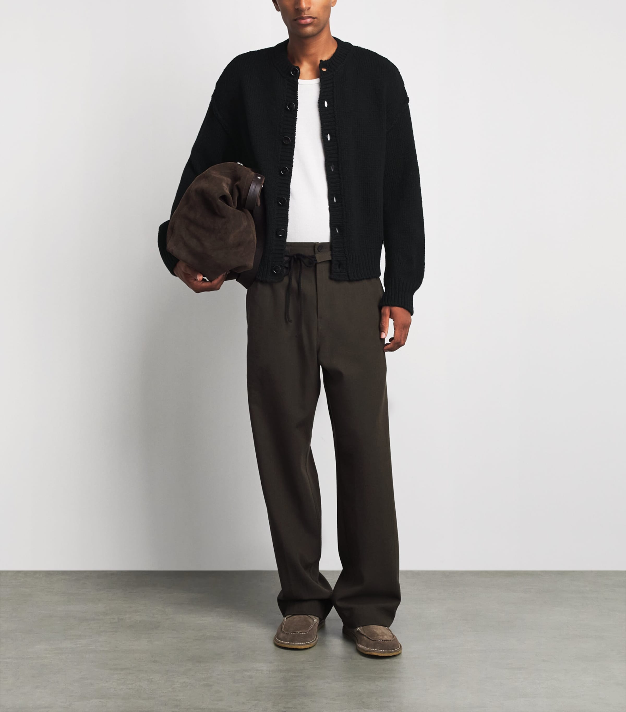 Our Legacy Mens Wool Pitch Cardigan Slub Twisted Blk Wl Image 2