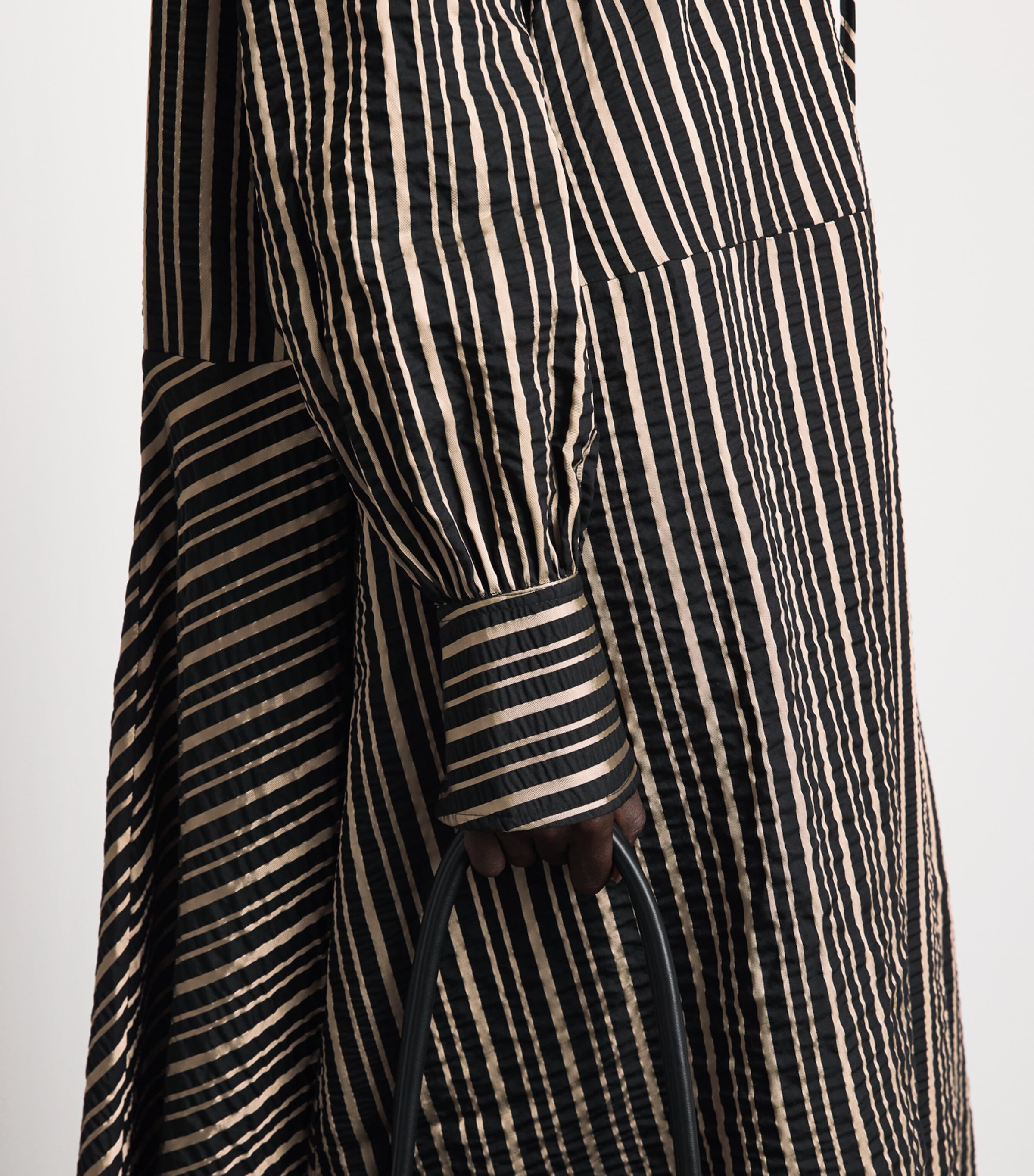 Palmer//Harding Womens Wool-Blend Clarity Maxi Dress Black & Gold Stripe Image 5