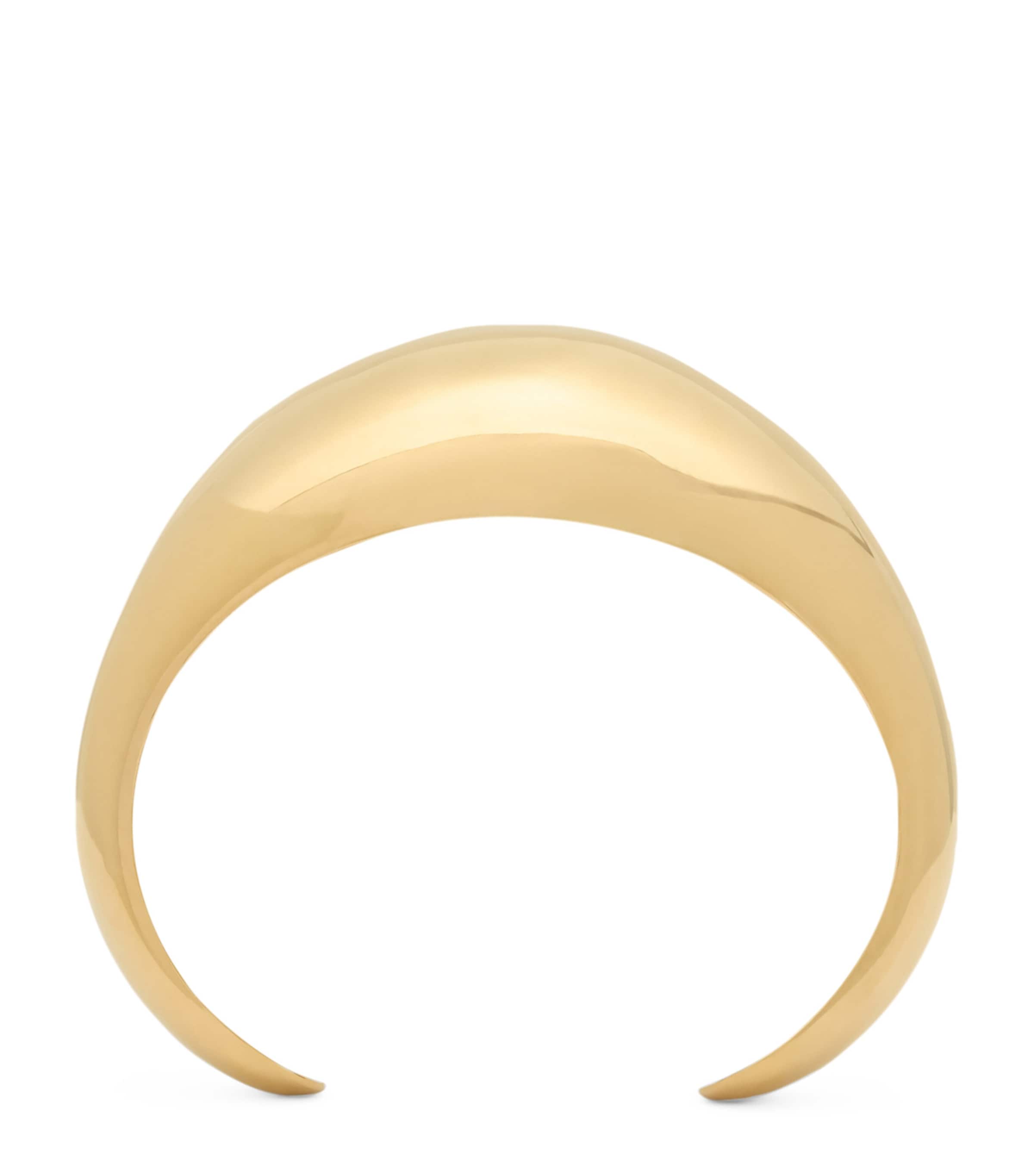 Saint Laurent Brass Teardrop Dome Cuff In Silver