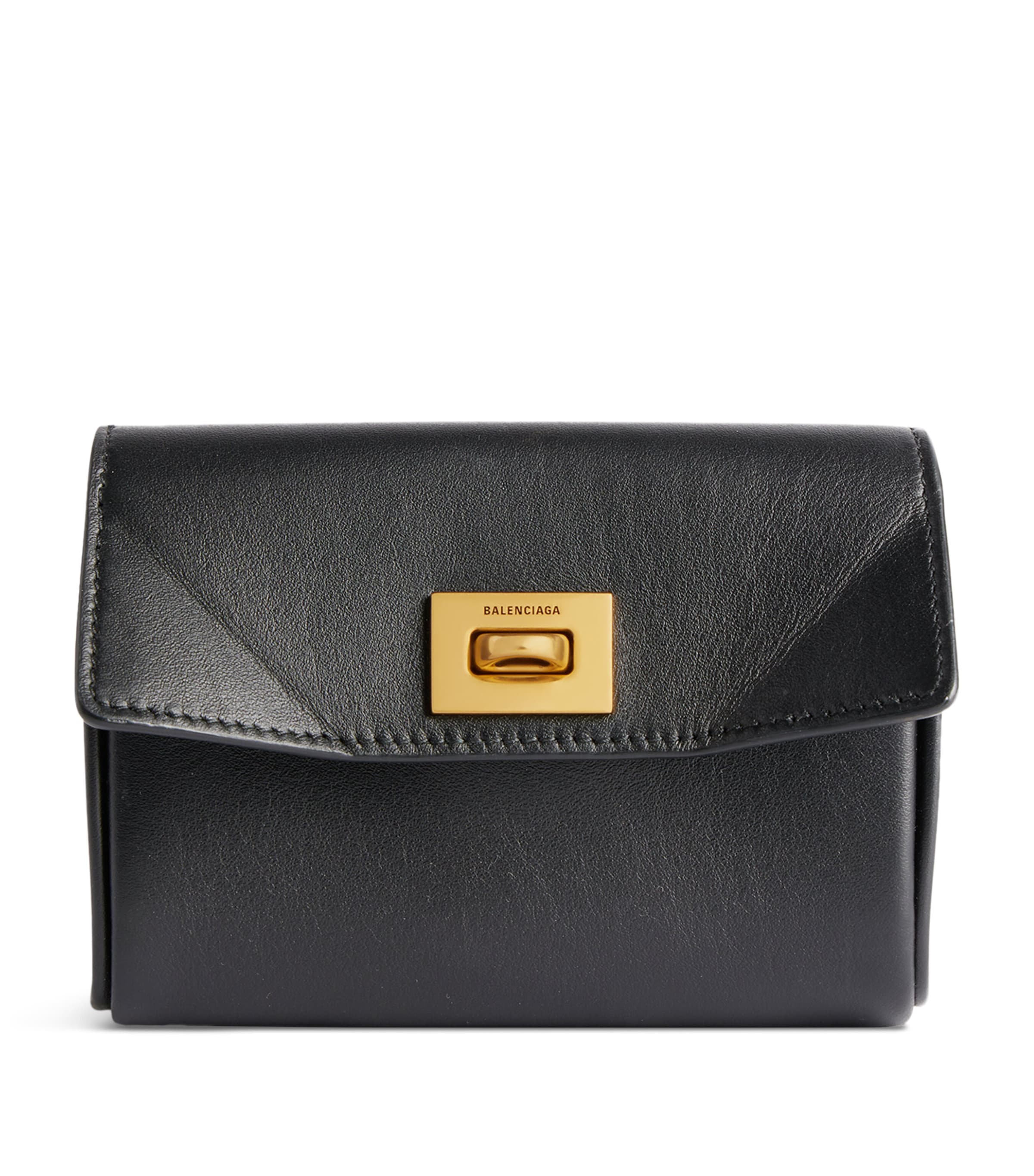 Balenciaga Rodeo Flap Leather Card Holder In Black