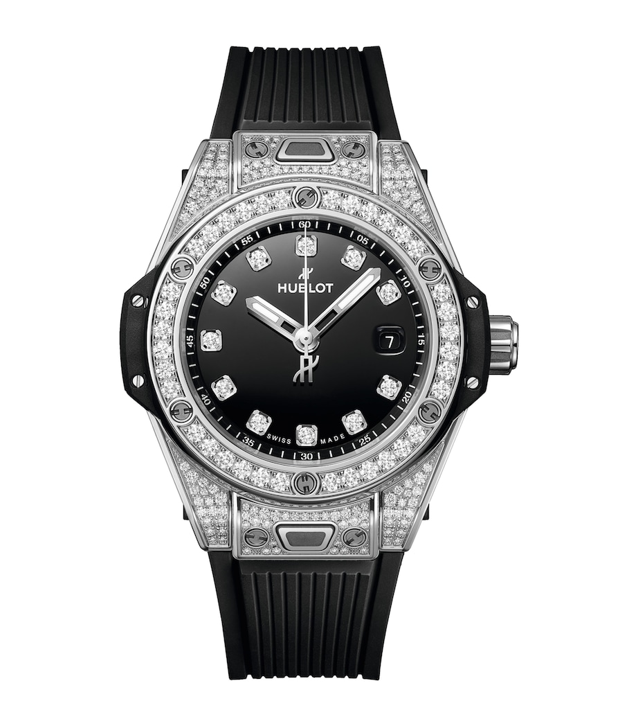 Stainless Steel and Pavé Diamond Big Bang One Click Watch 33mm BLACK Image 1