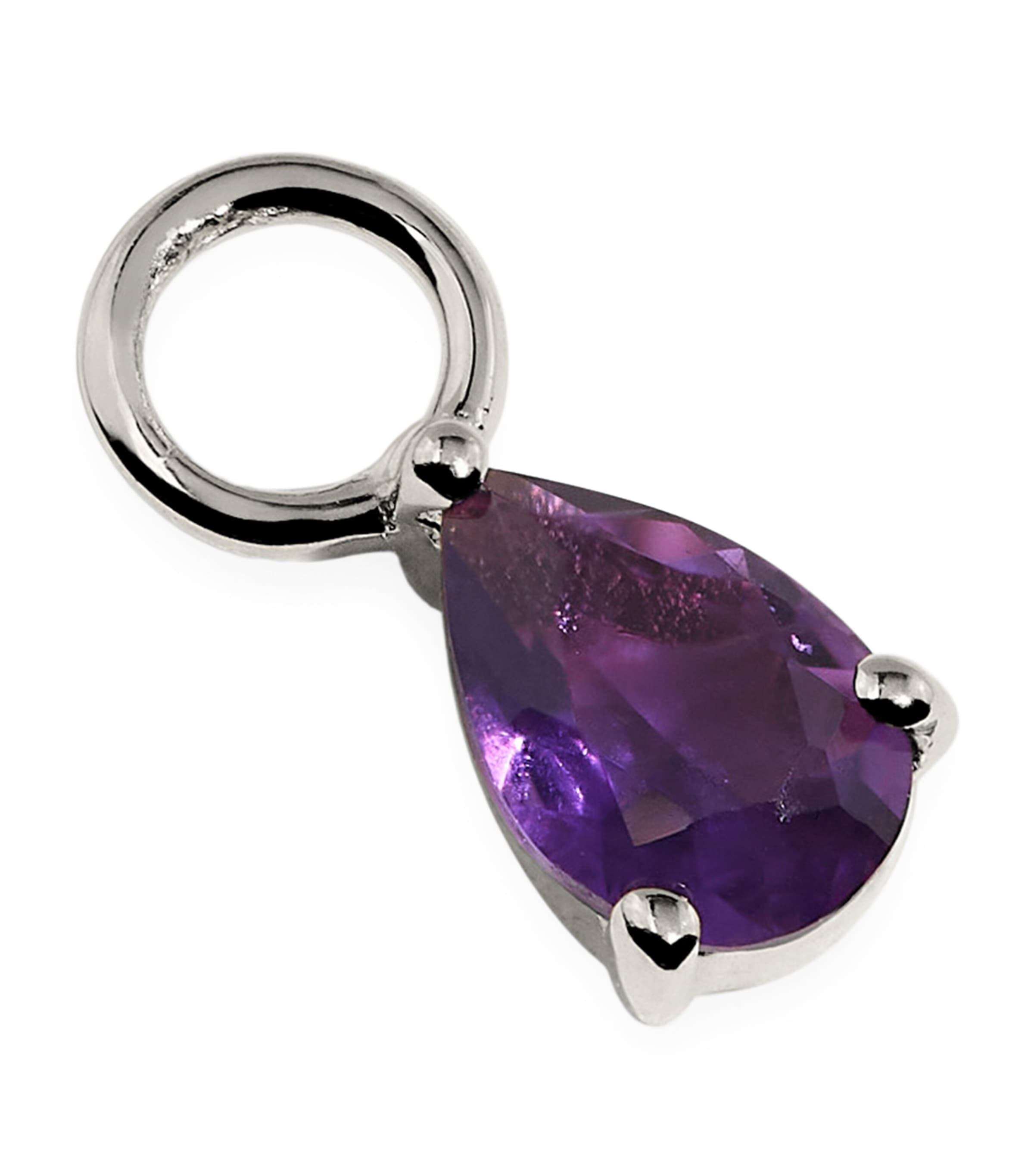 Astrid & Miyu White Gold and Amethyst February Birthstone Earring Charm White Gold Image 1
