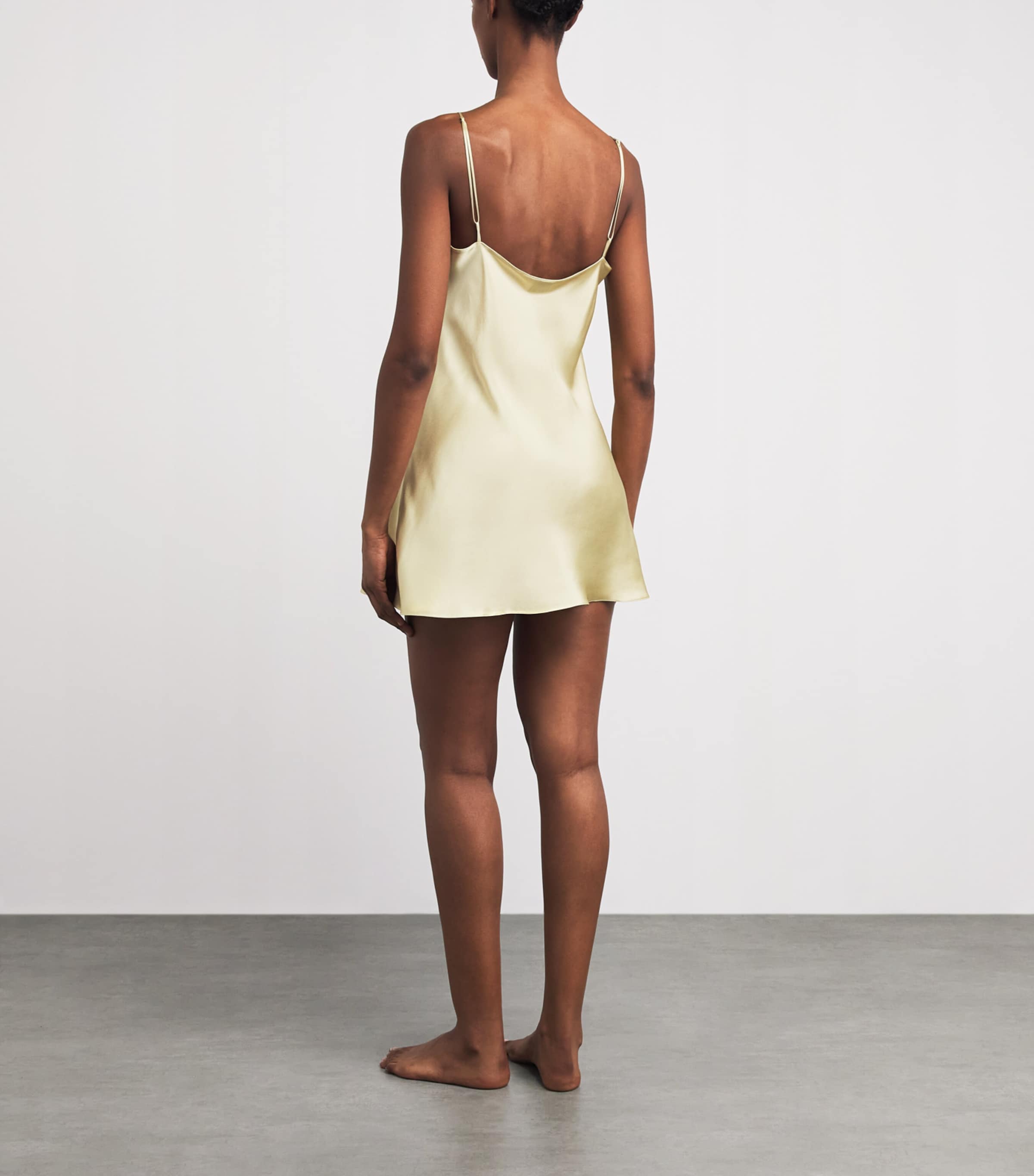 Carine Gilson Womens Silk-Lace Louise Slip Dress Lime / Citron Image 4