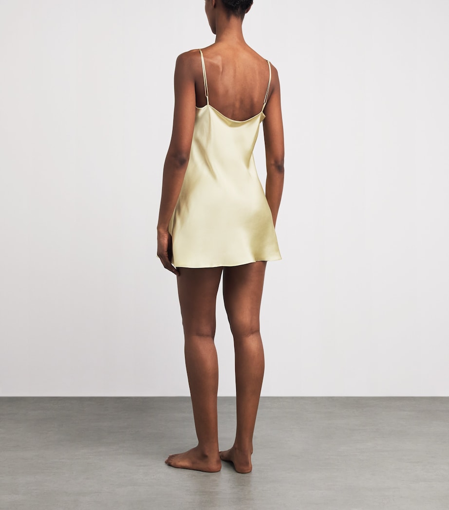 Carine Gilson Womens Silk-Lace Louise Slip Dress Lime / Citron Image 4
