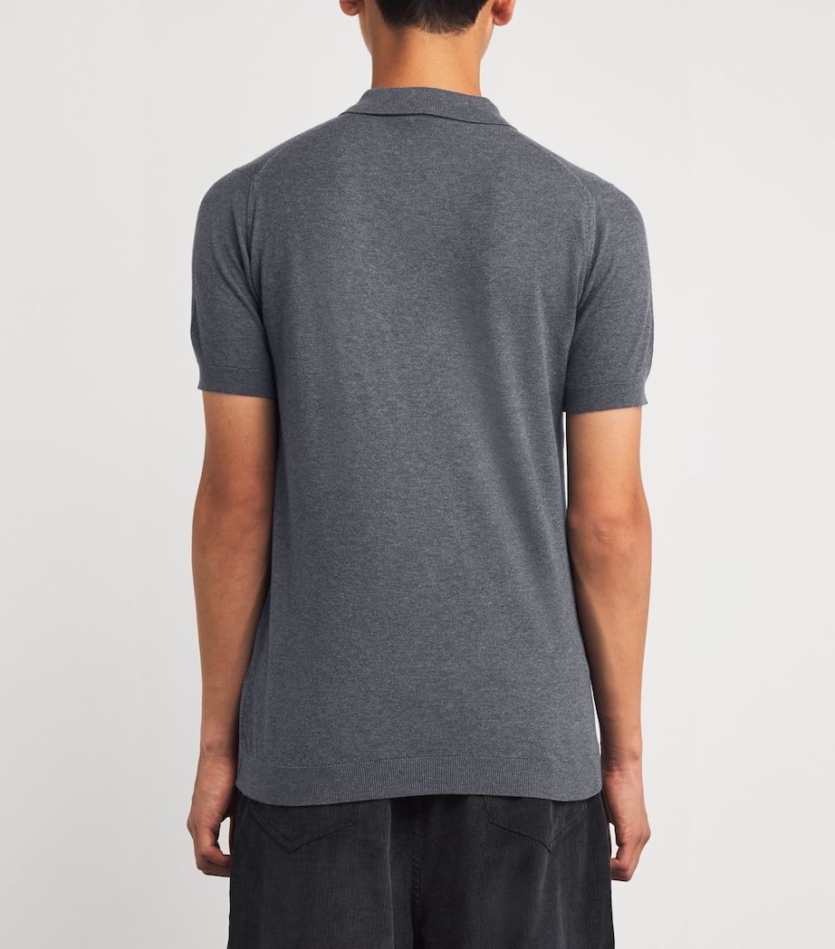 John Smedley Mens Sea Island Cotton Piqué Roth Polo Shirt Charcoal Image 4