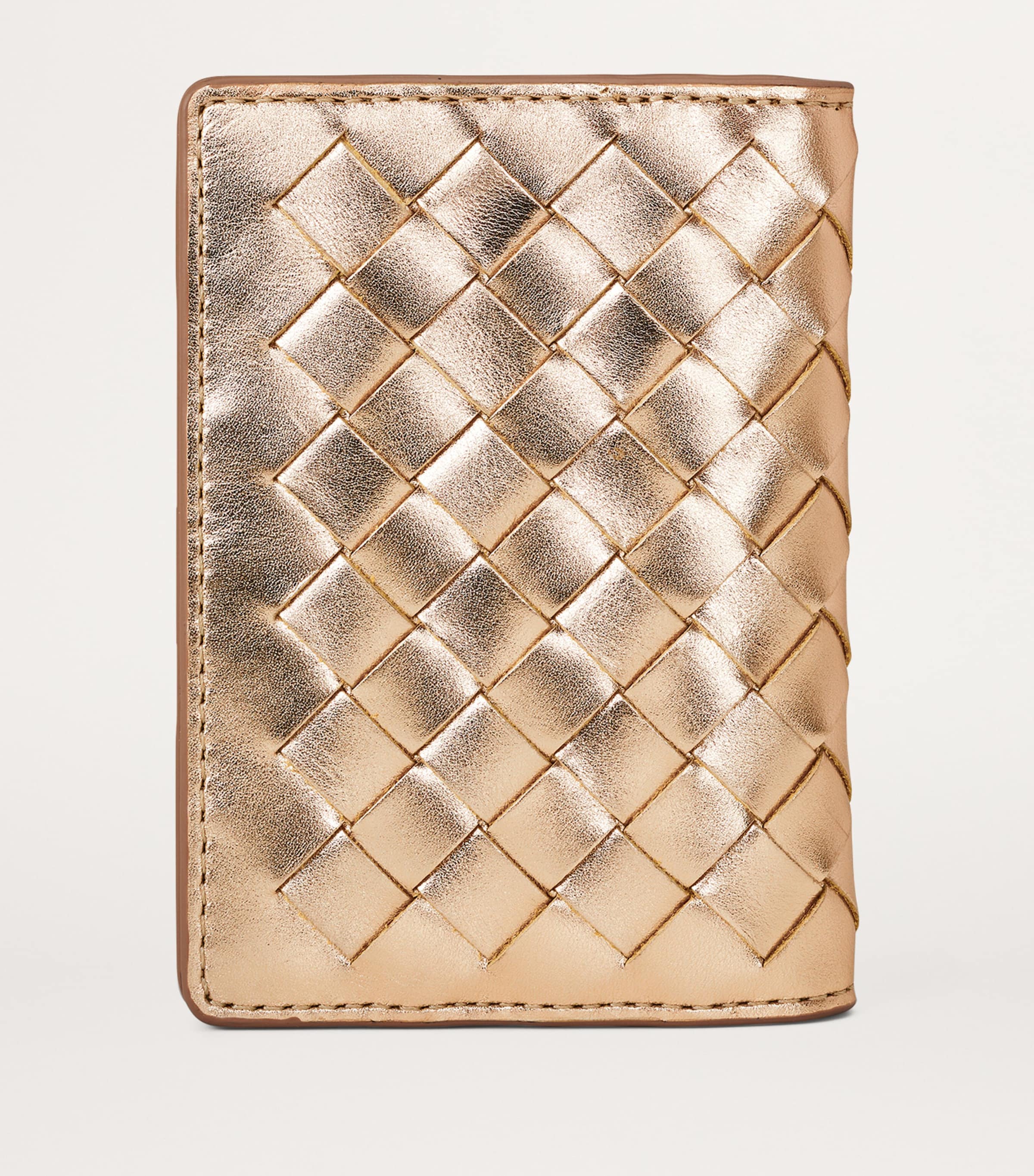 Leather Double Fold Card Holder CHAMPAGNE METALLIC Image 3