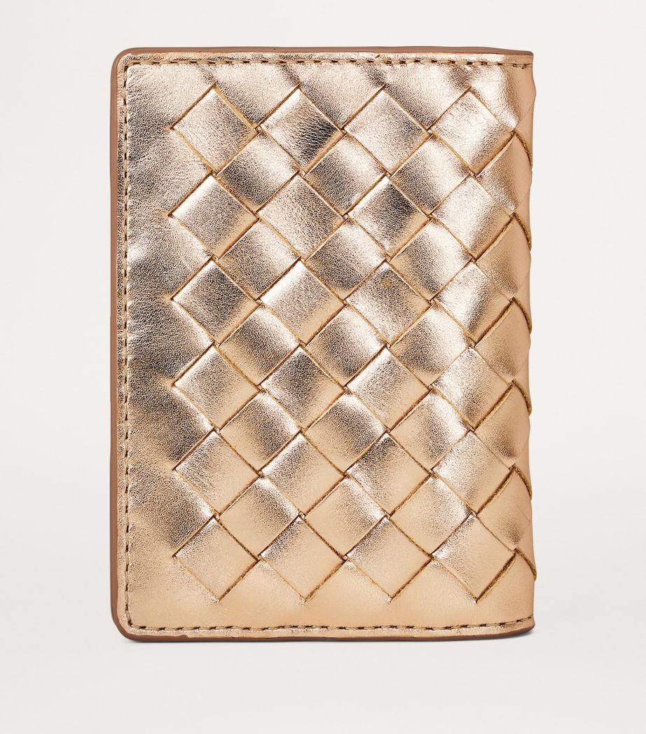 Leather Double Fold Card Holder CHAMPAGNE METALLIC Image 3