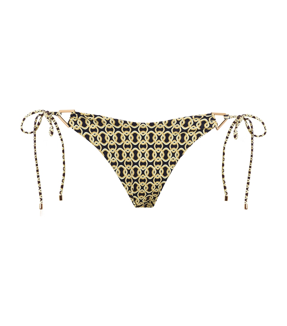 AWAY THAT DAY Geometric Gili Bikini Bottoms Navy/gold Link Prnt