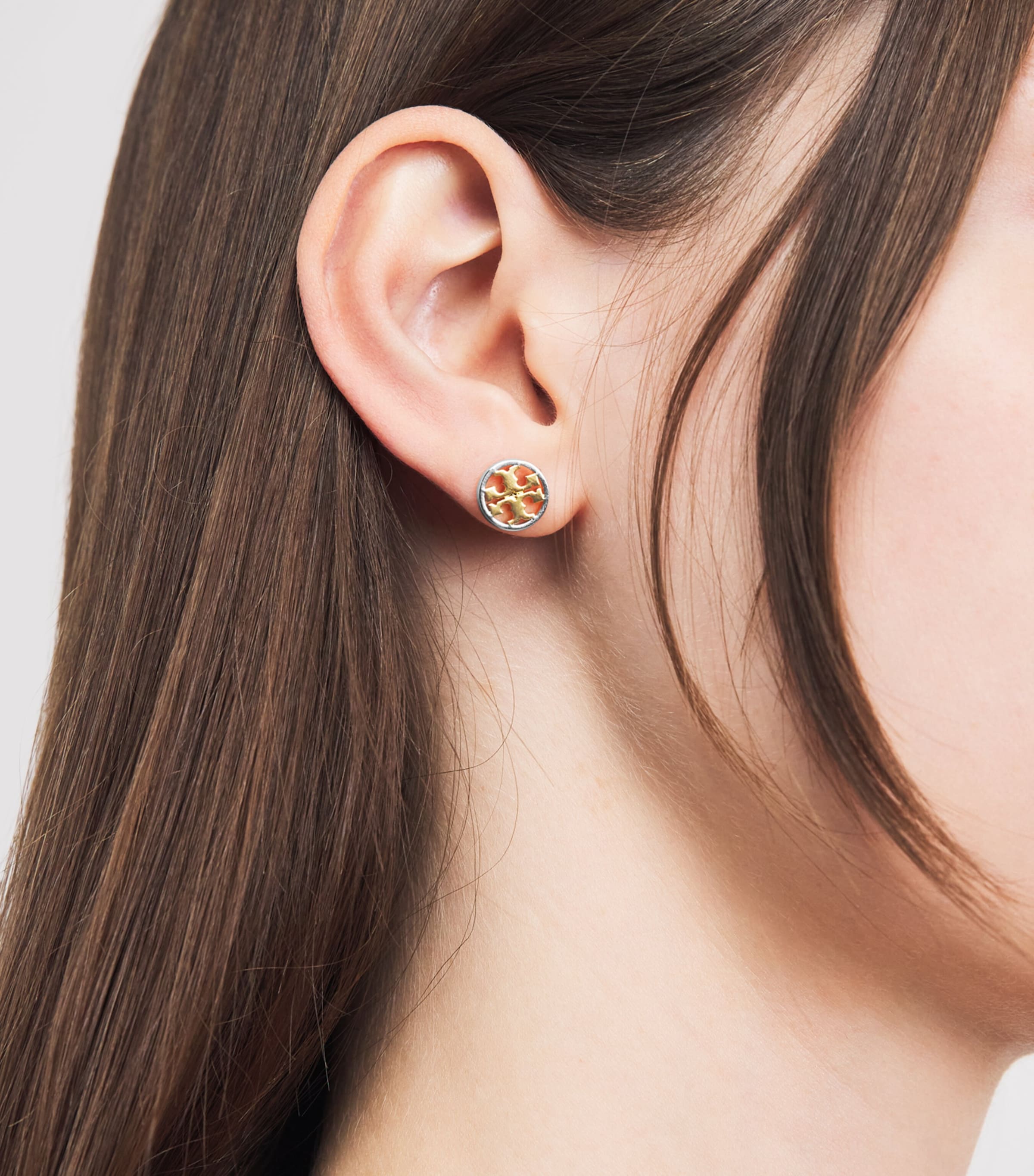 Tory Burch Gold and Silver-Plated Icon Stud Earrings Tory Gold / Slvr Image 4