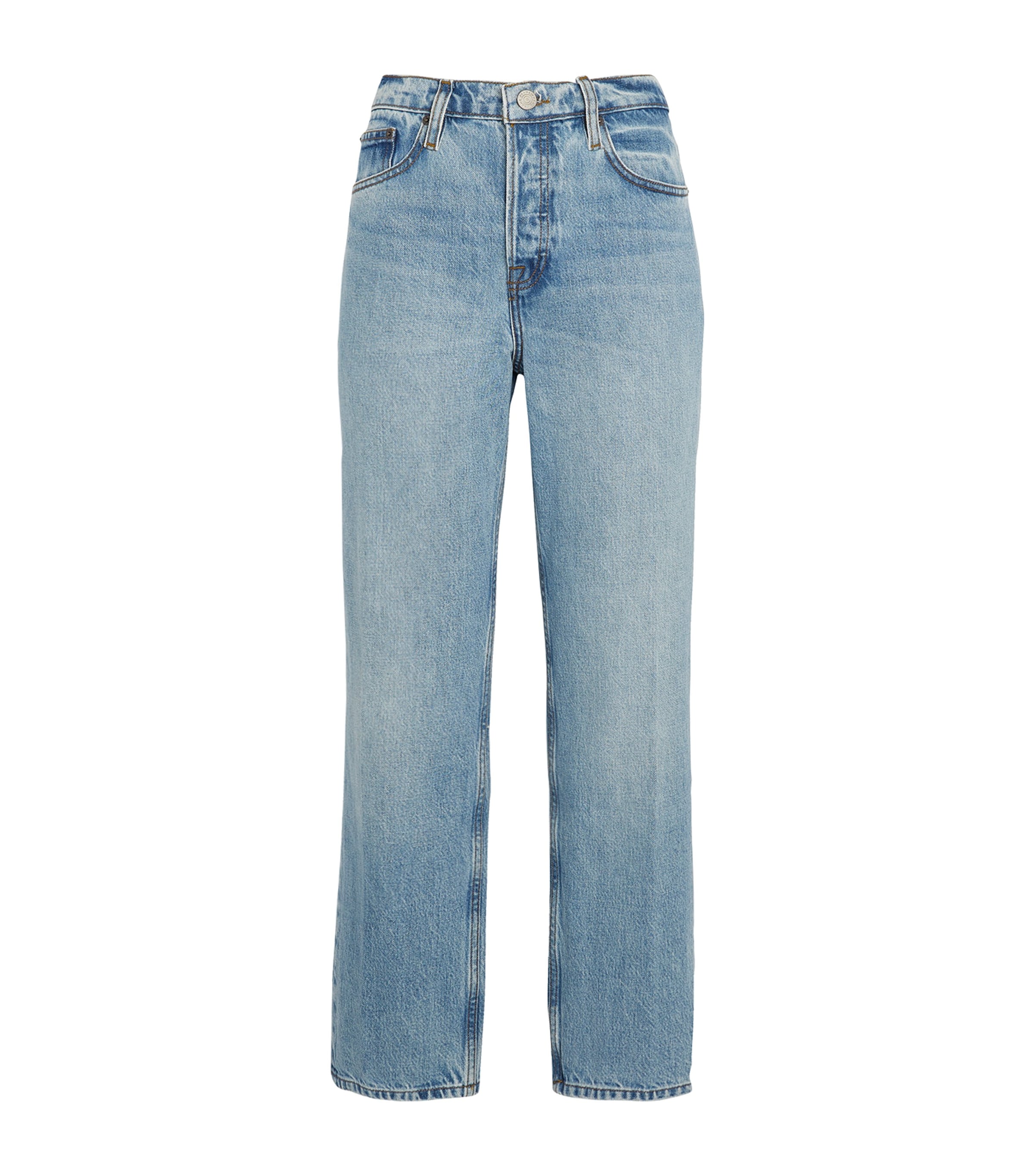 Frame Slouchy Mid-rise Straight Jeans In Blue