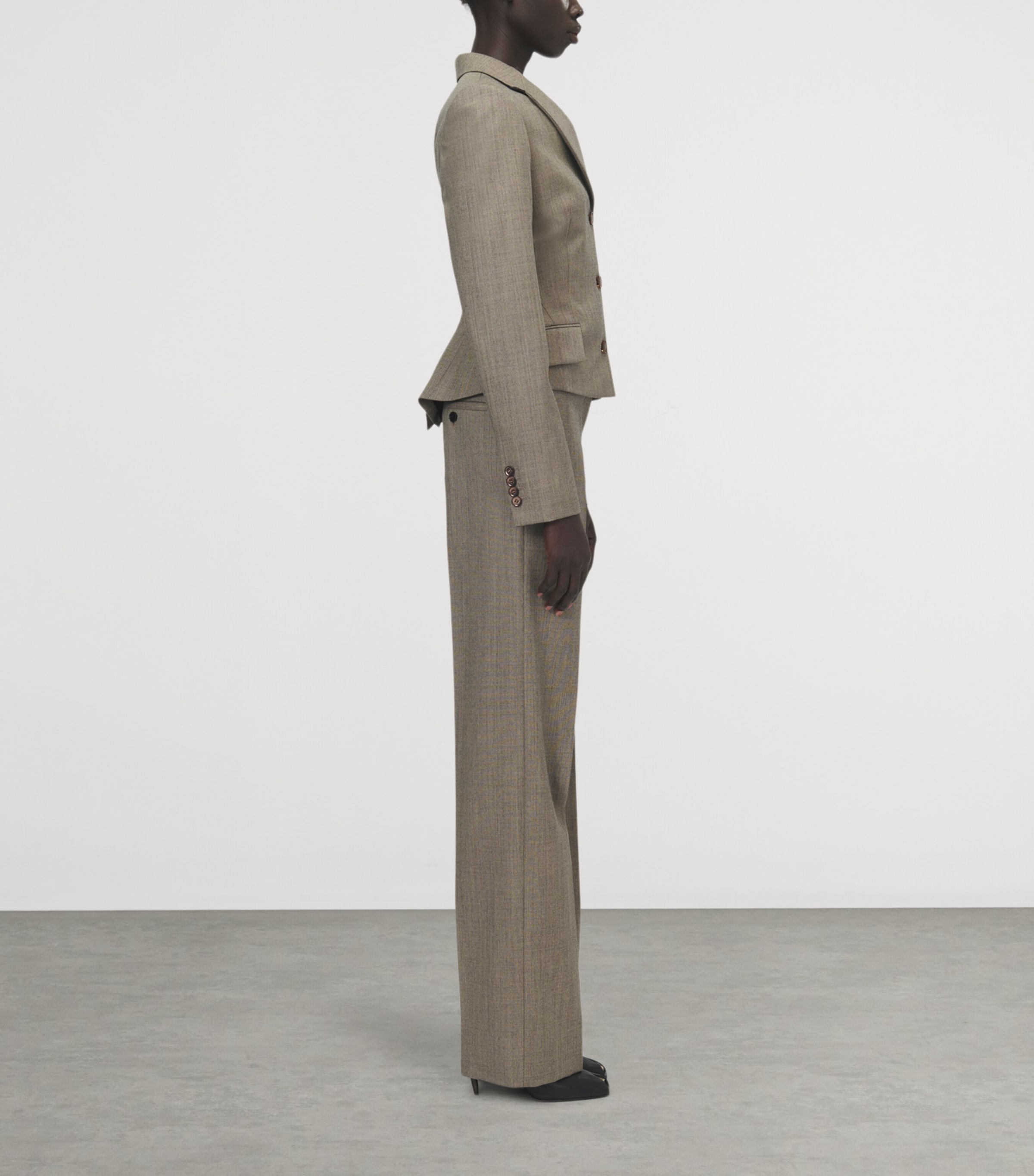 McQueen Womens Wool Bumster Wide-Leg Trousers Image 4