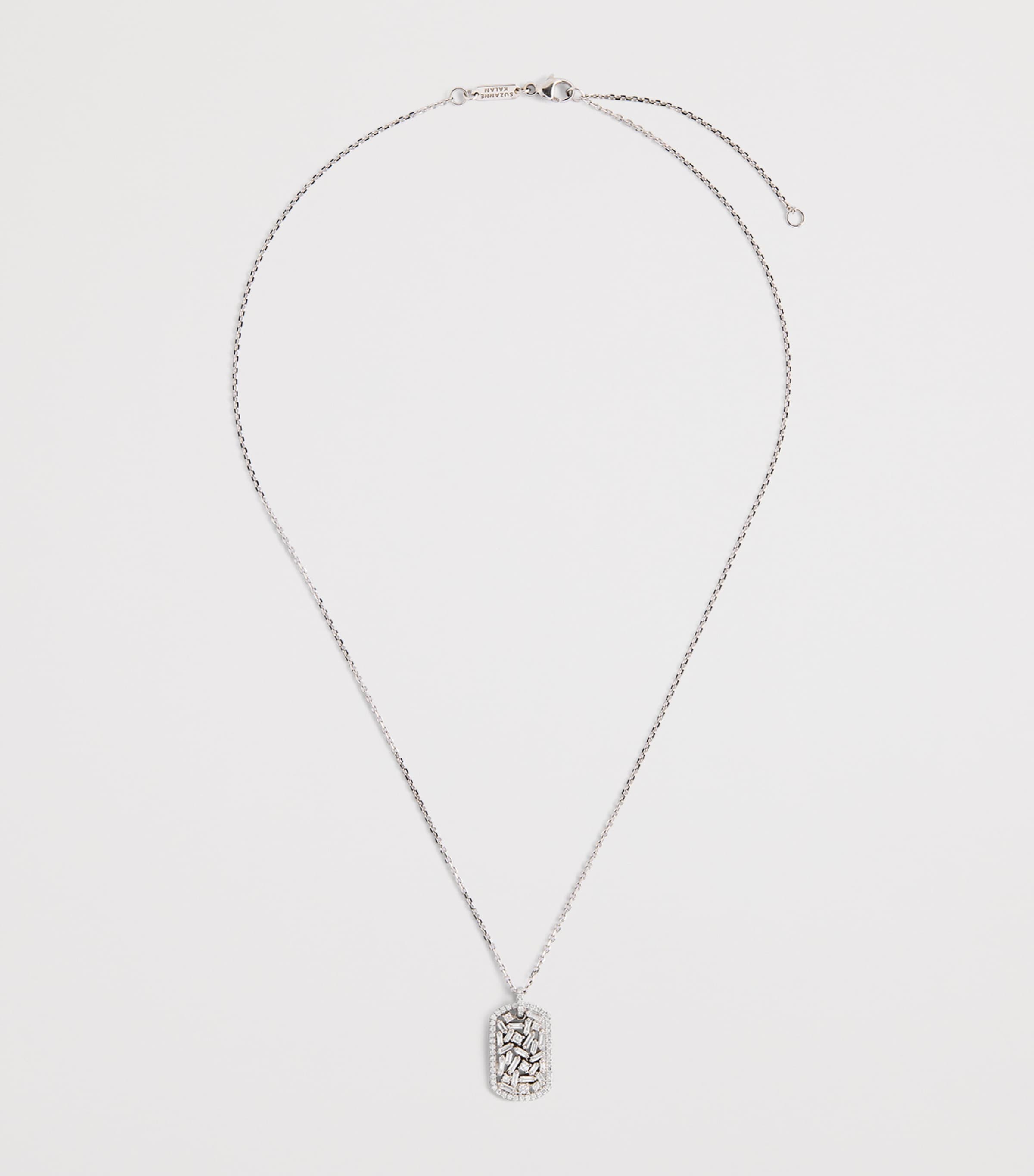 Suzanne Kalan White Gold and Diamond Medium Dog Tag Pendant Necklace Wg/wd Image 3