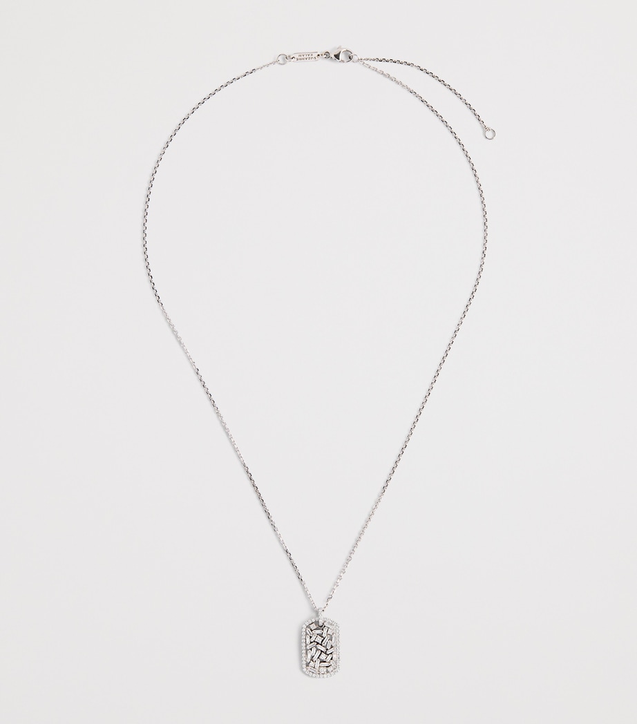 Suzanne Kalan White Gold and Diamond Medium Dog Tag Pendant Necklace Wg/wd Image 3