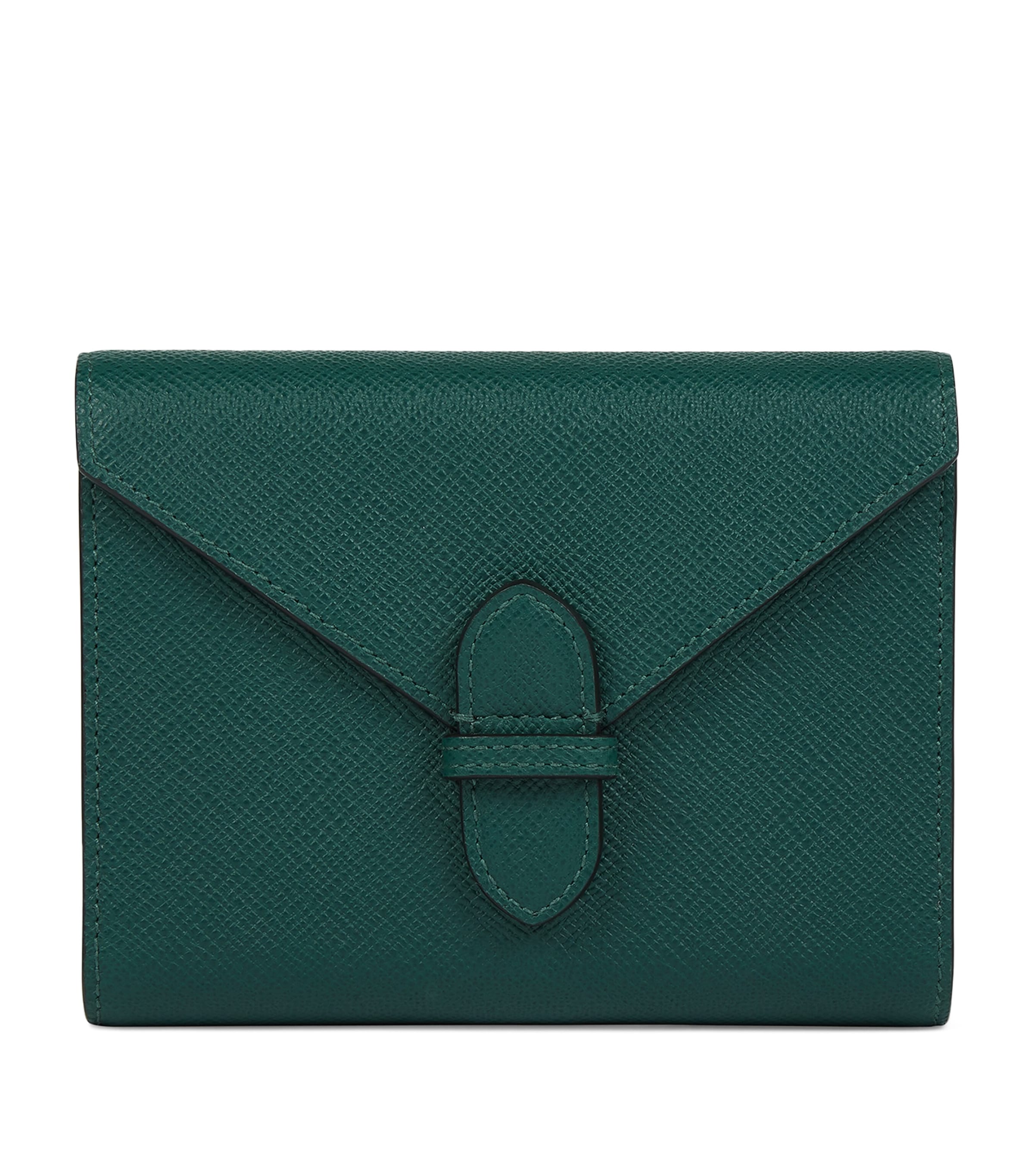 Smythson Leather Panama Double Playing Card Case In Green
