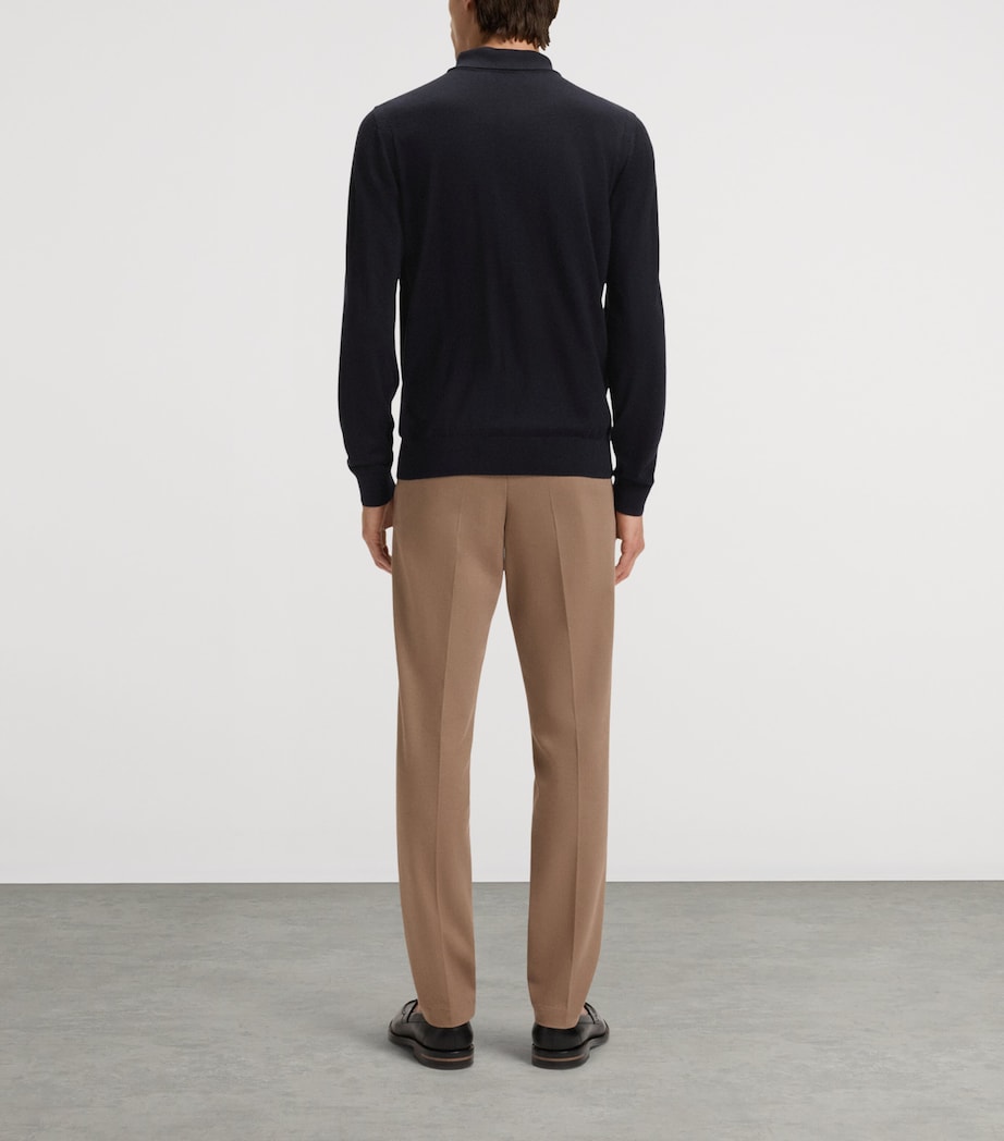 BOSS Mens Wool-Silk-Cashmere Polo Sweater Image 3