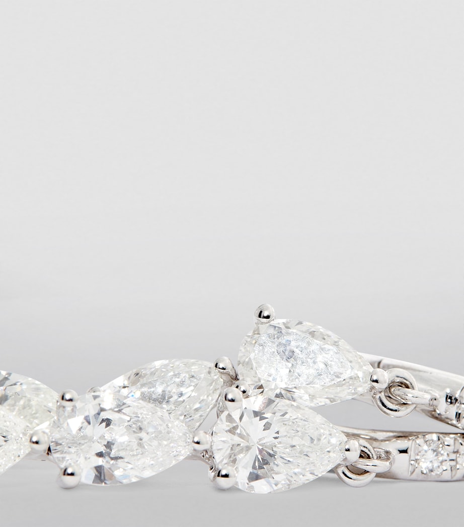 White Gold and Diamond Huggie Hoop Three-Drop Earrings WHITE GOLD Image 6