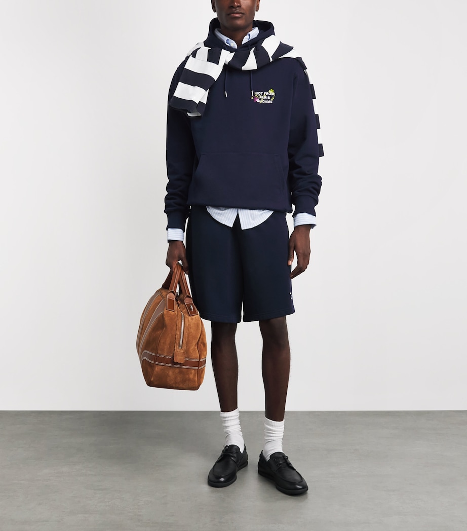 Drôle de Monsieur Mens Cotton Vine Slogan Hoodie Navy Image 2