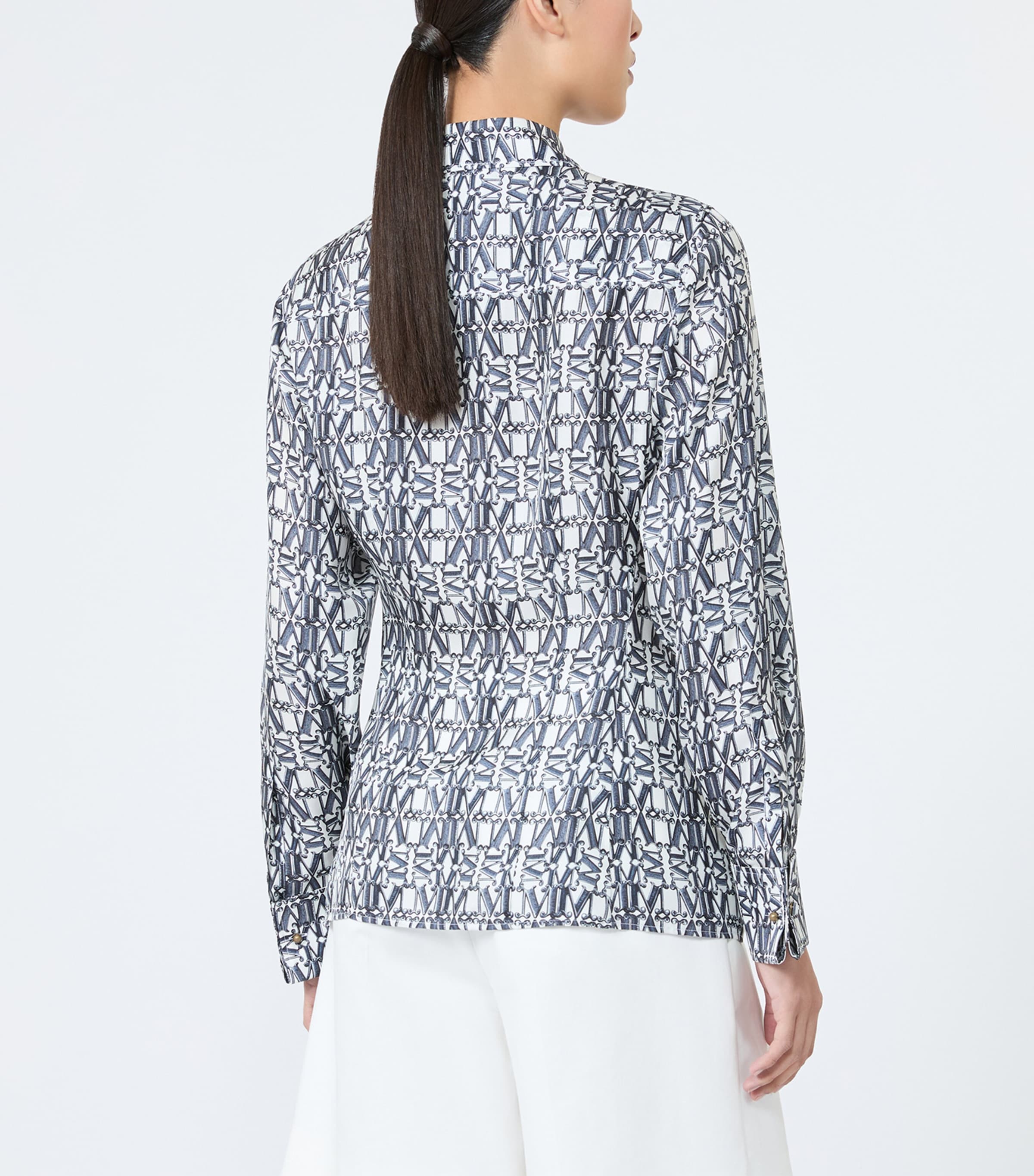 Max Mara Womens Silk Monogram Blouse Ultramarine Image 4