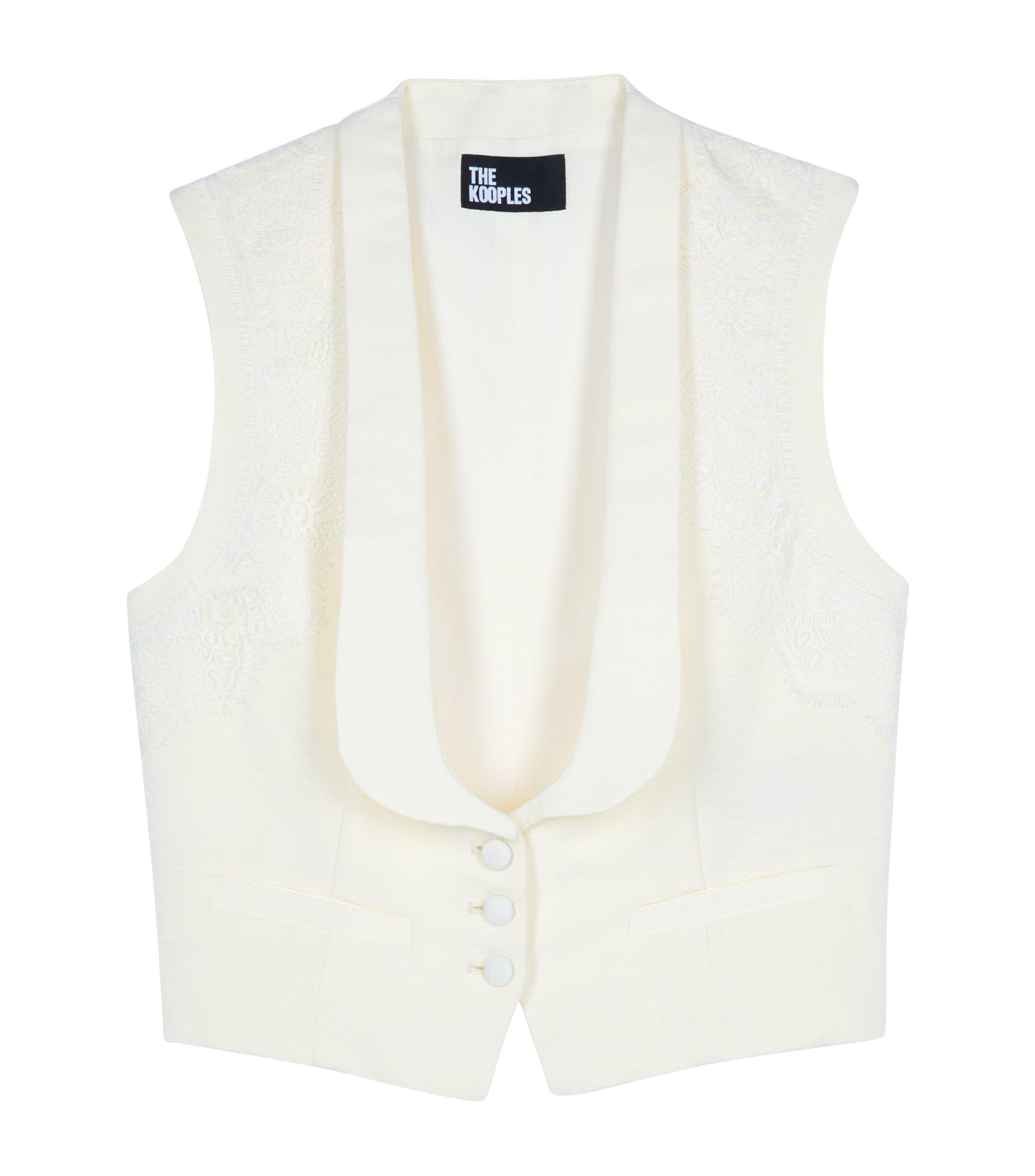 The Kooples Cotton-blend Fitted Waistcoat In Ivory