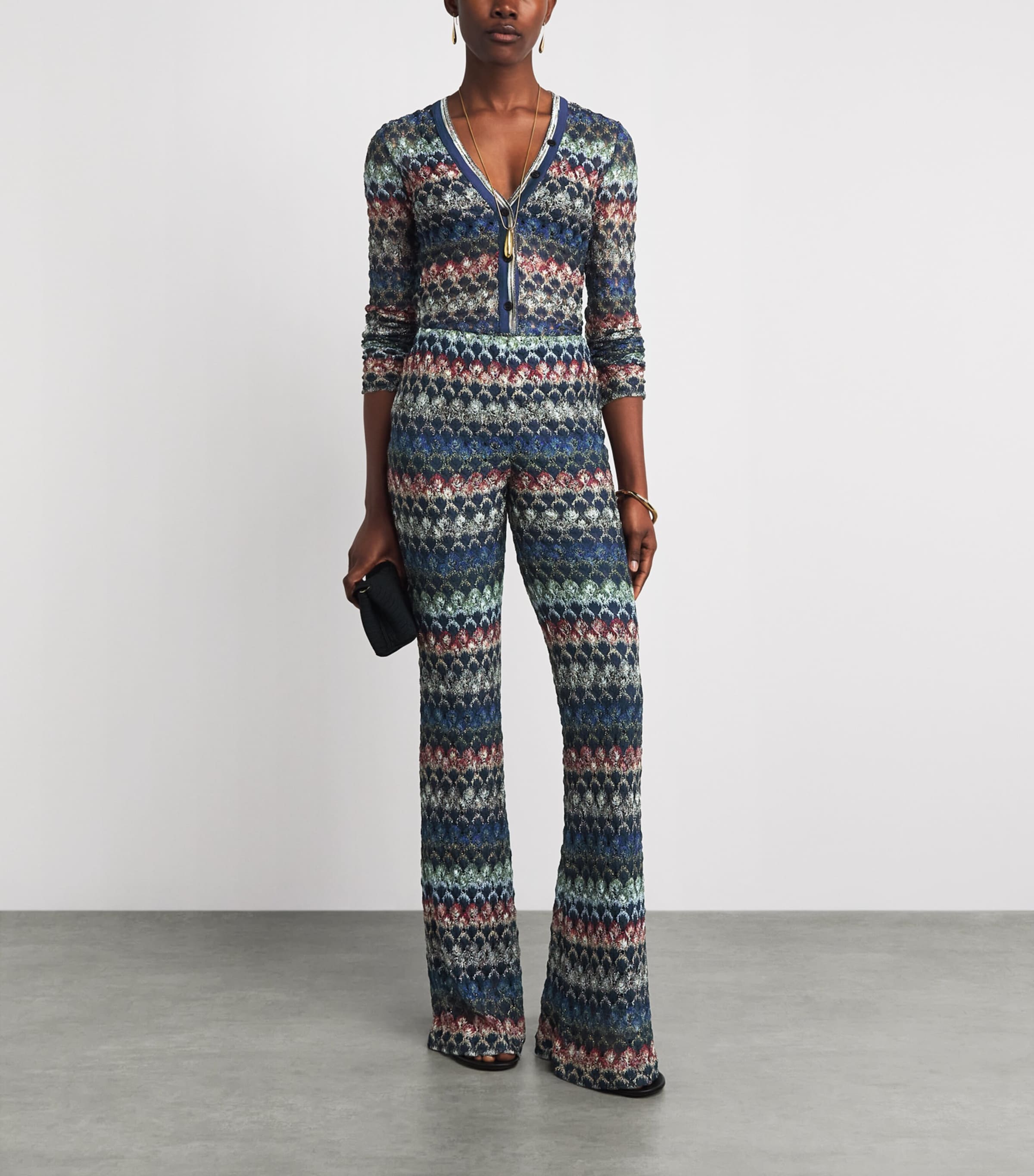 Missoni Womens Chevron Button Sweater Smspv Multi Drk Vrsn Image 2