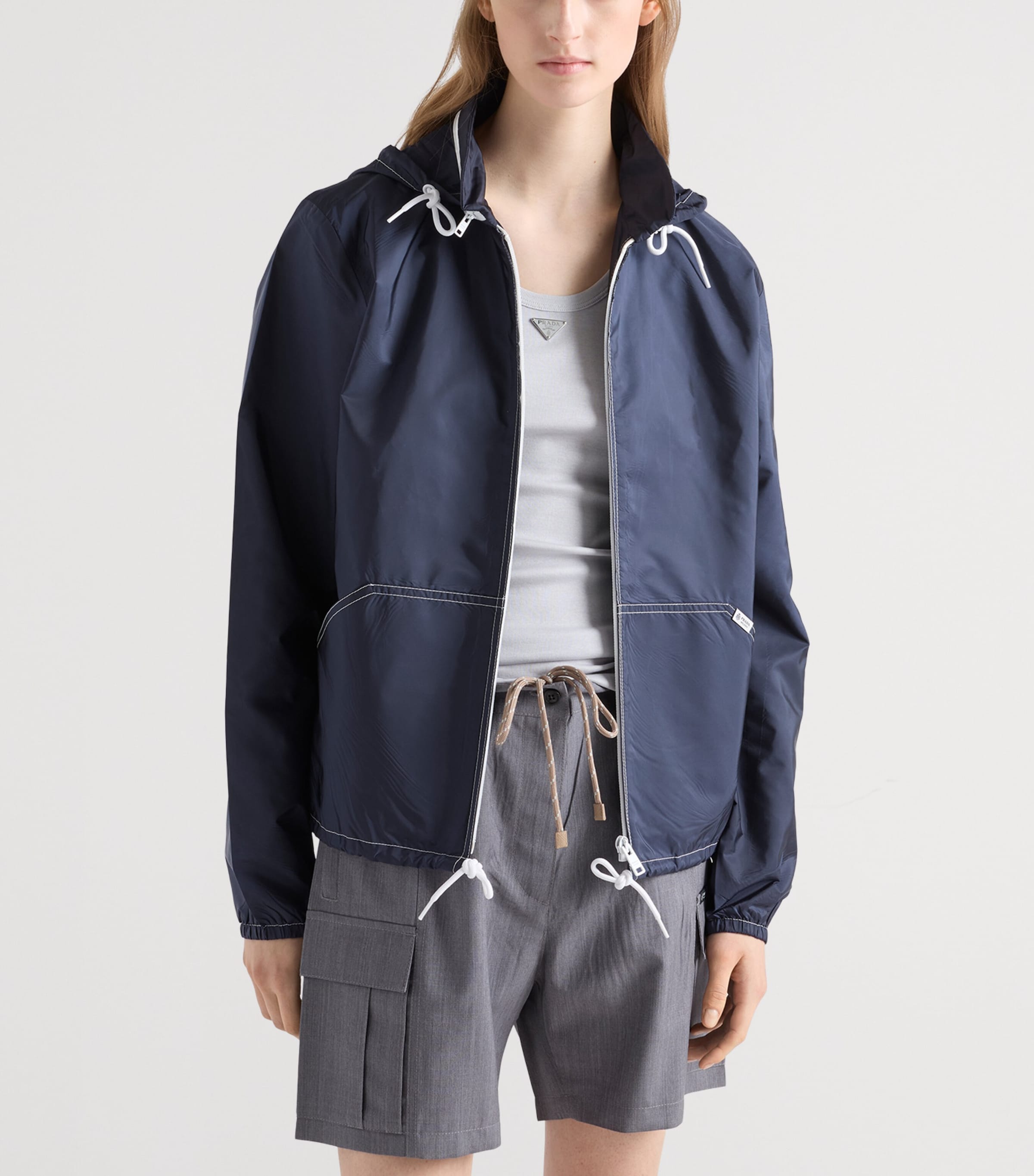 Prada Womens Re-Nylon Lightweight Jacket Blue Image 4