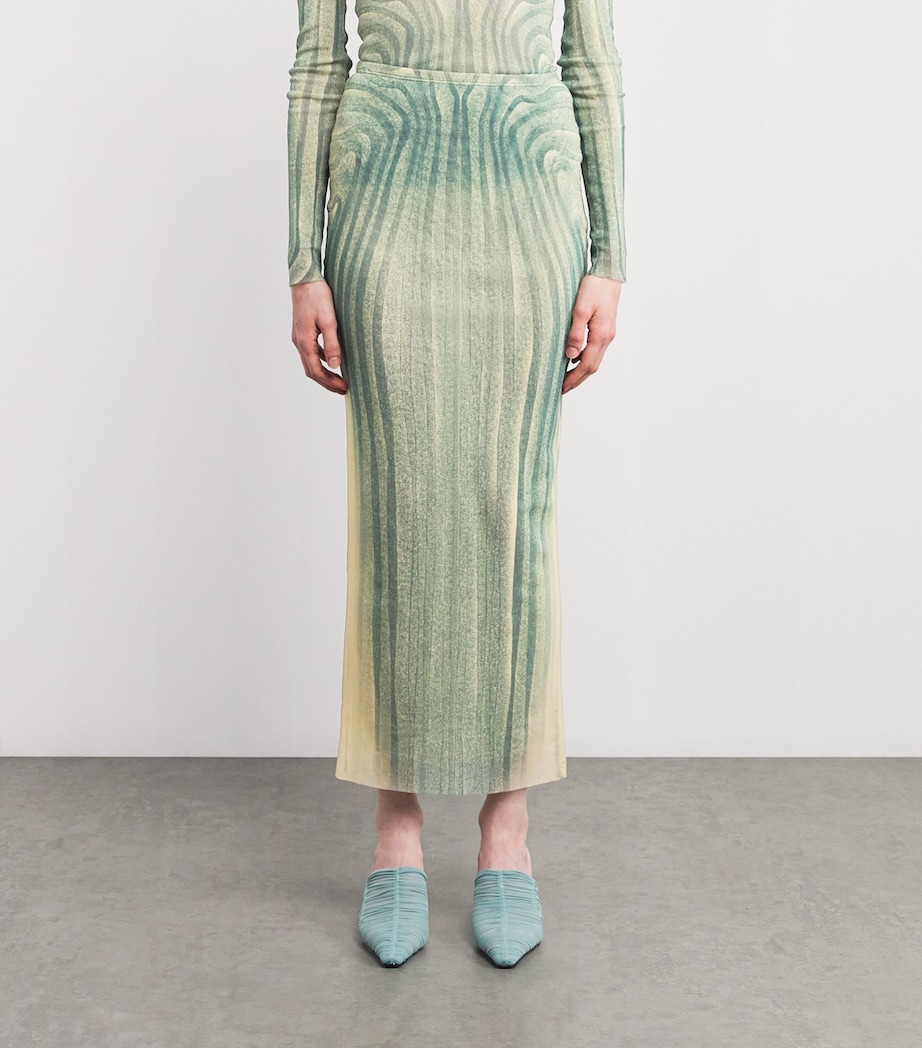 Jean Paul Gaultier Womens Spiral Midi Skirt Ecru/aqua Image 3