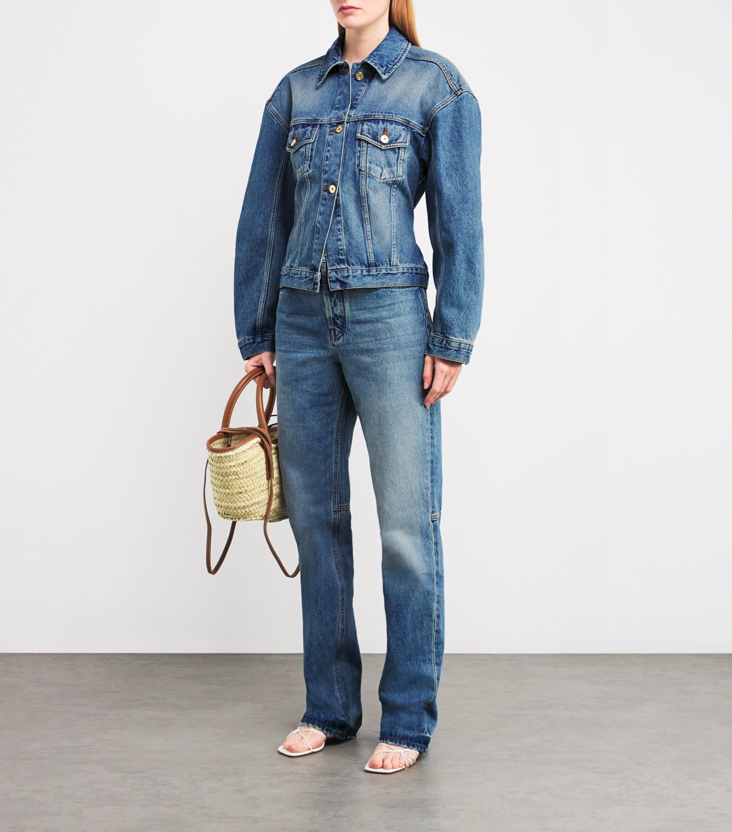 Jacquemus Womens Denim De-Nîmes Jacket Blue/tabac Image 2