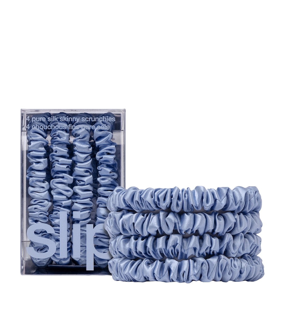 Slip Pure Silk Skinny Scrunchies (Pack of 4) Cornflower Image 1