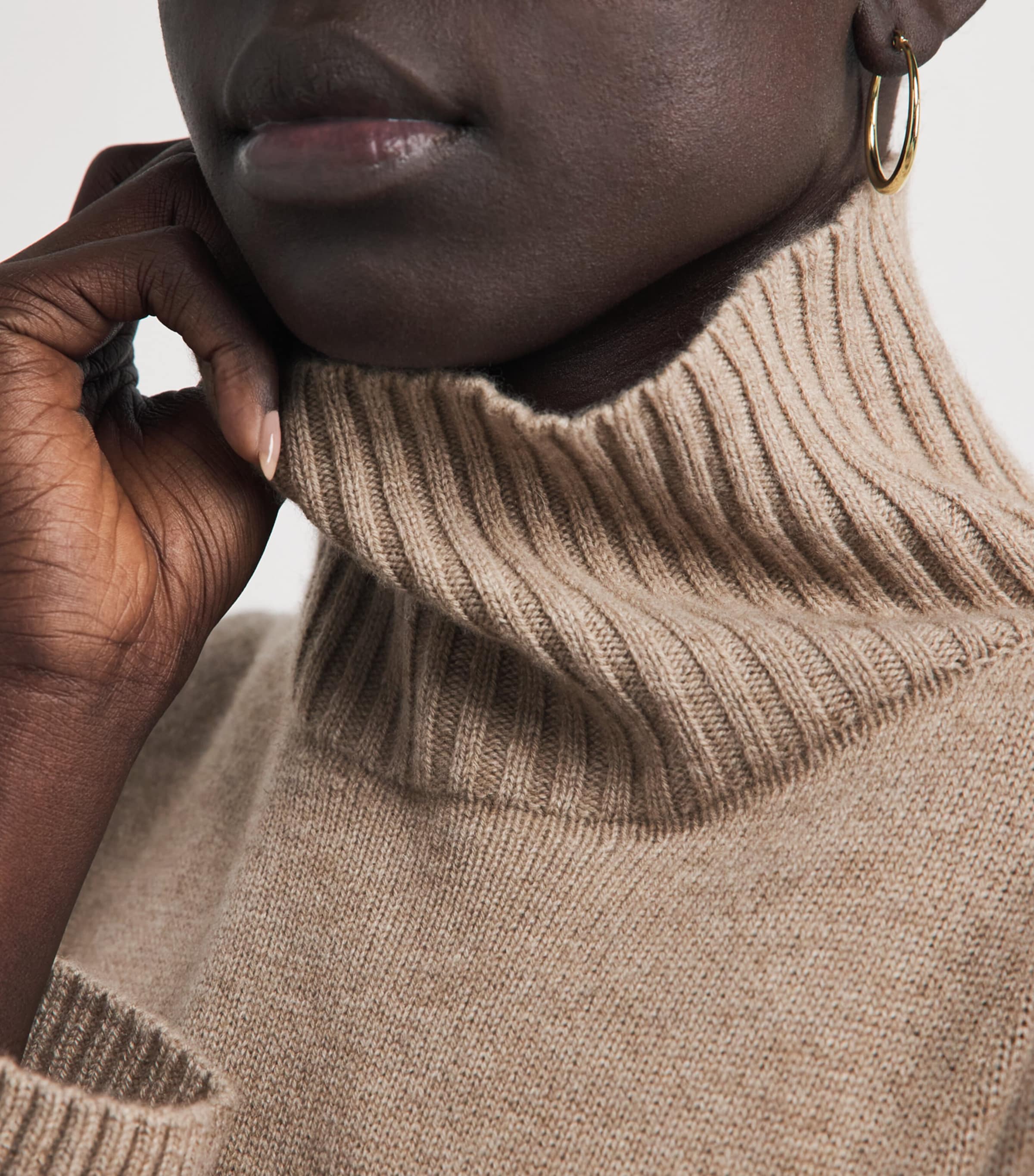 Lafayette 148 Womens Cashmere Funnel-Neck Sweater Hickory Melange Image 3