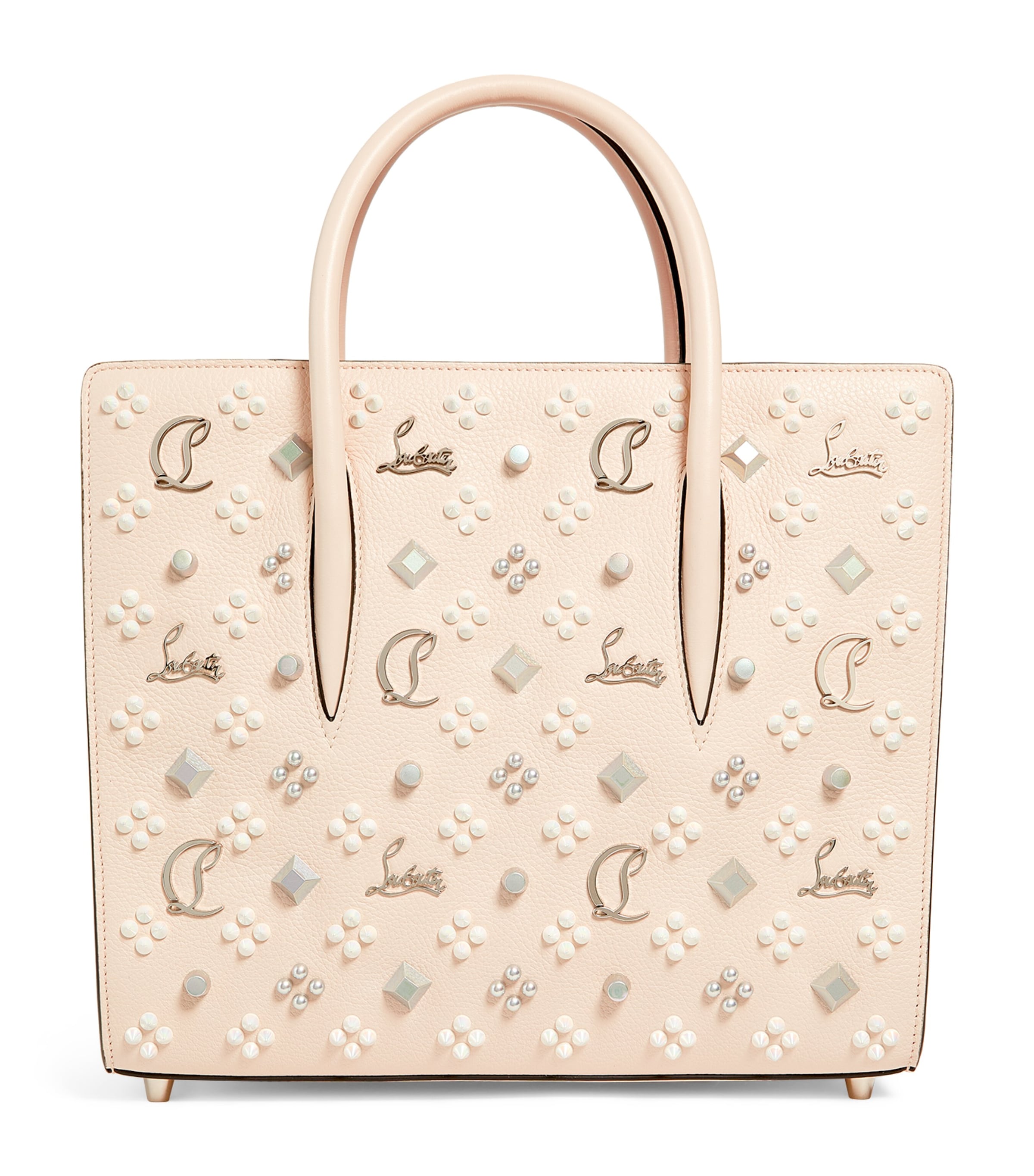 Christian Louboutin Medium Paloma Studded Leather Tote In Red