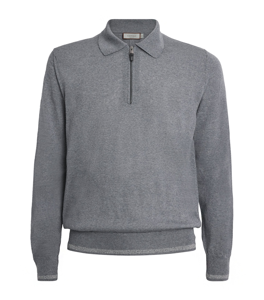 Wool-Blend Zip-Up Polo Shirt 204 Image 1