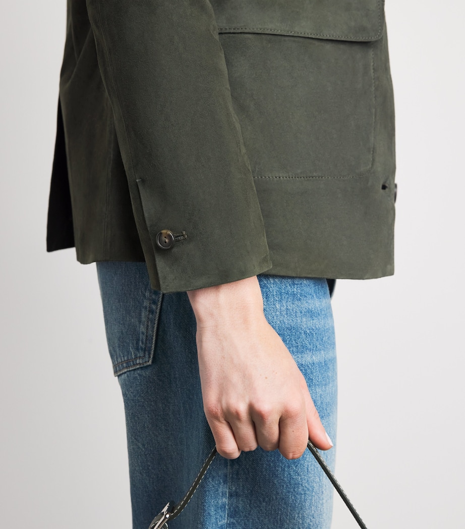 Vince Womens Suede Barn Jacket Dk Thyme Image 3