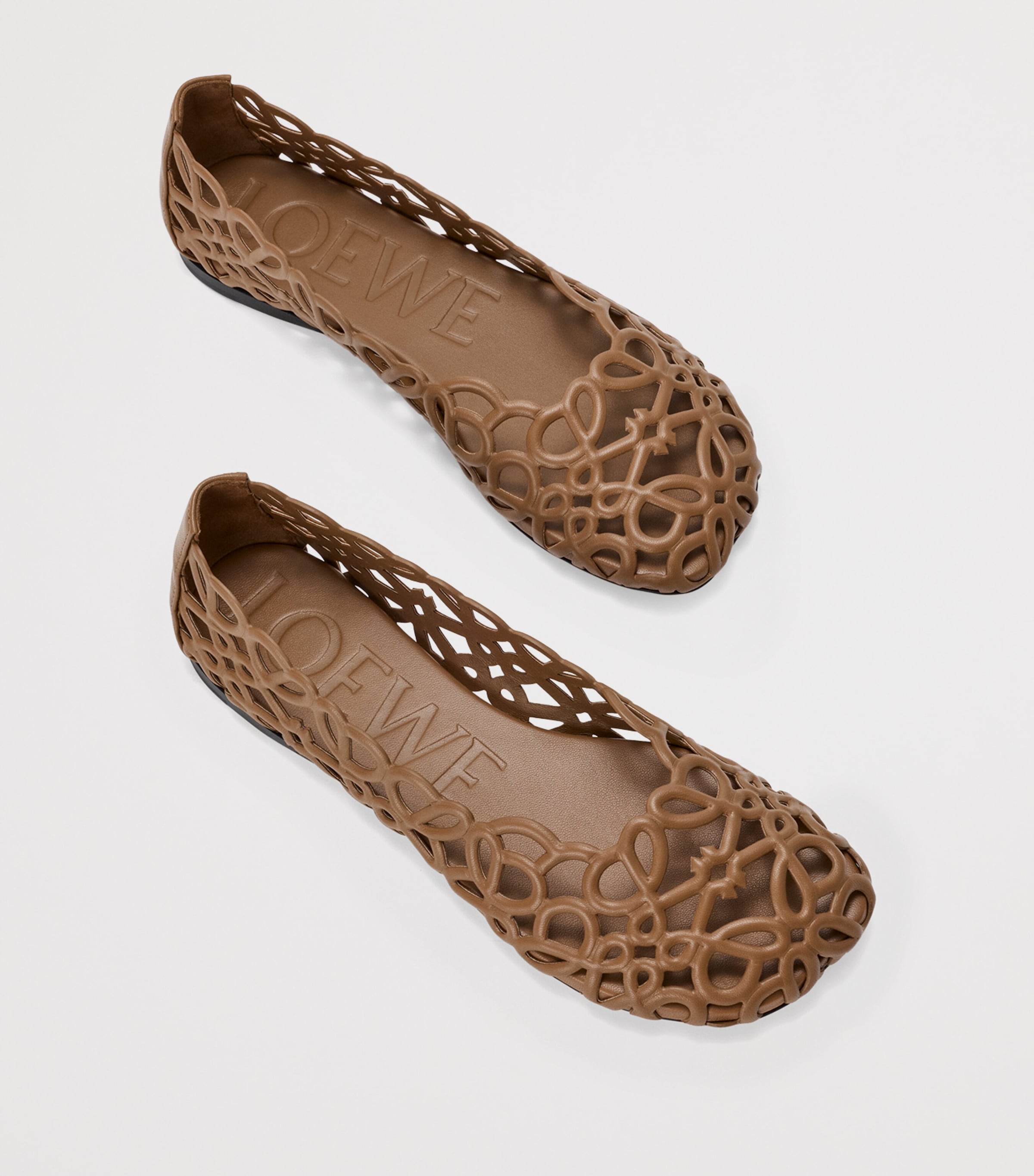 LOEWE Leather Petal Anagram Ballet Flats Oak Image 3