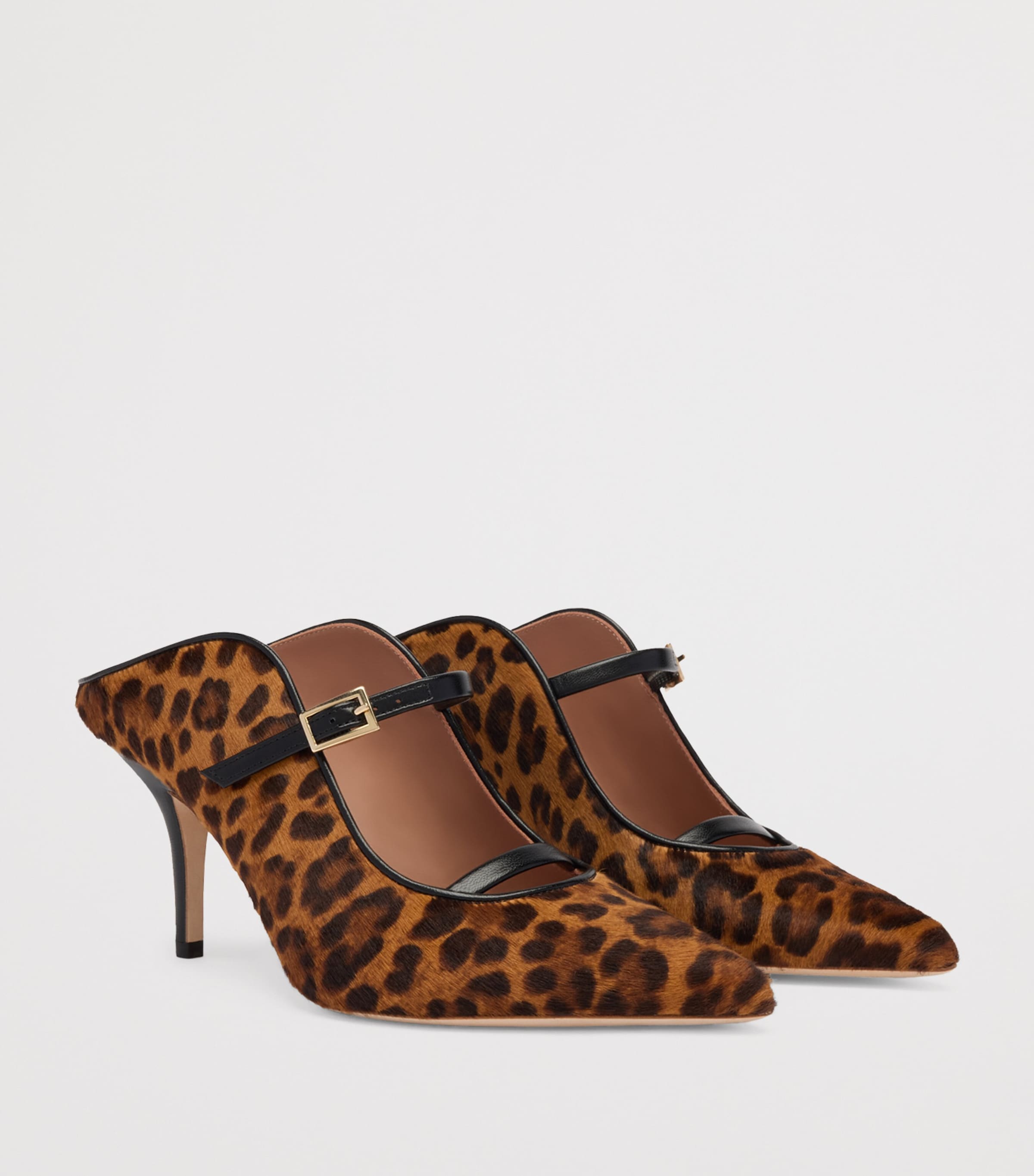 Leopard Calf Hair Gala Mules 70 BROWN Image 2