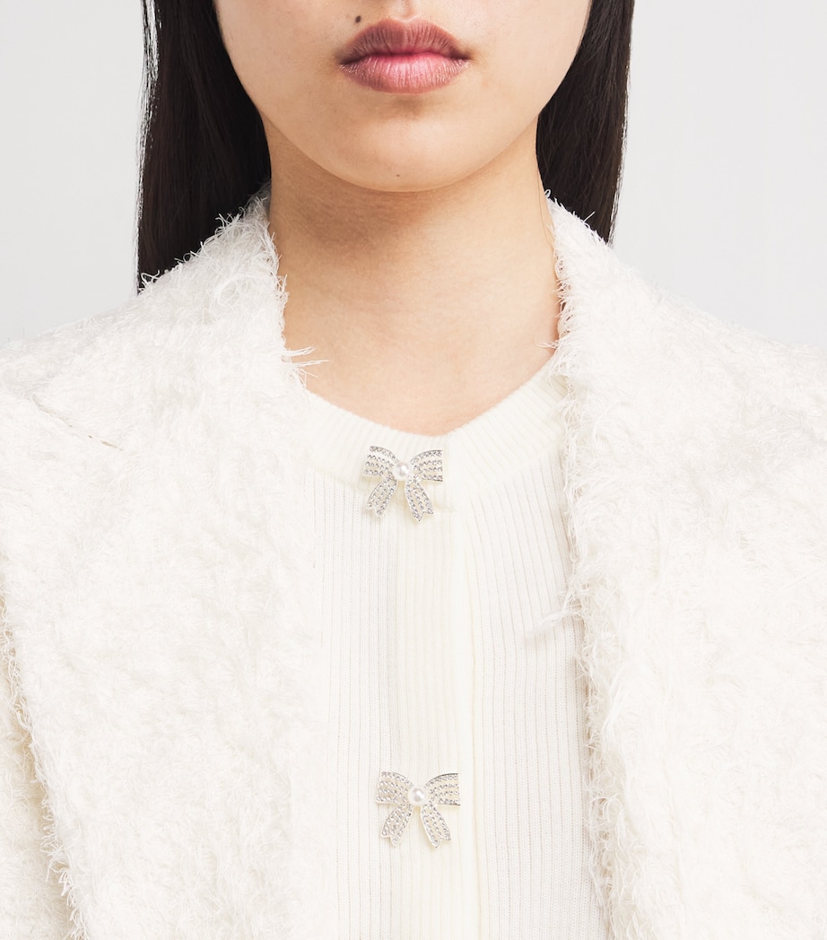 Wool Rib-Knit Bow Cardigan ECRU Image 6