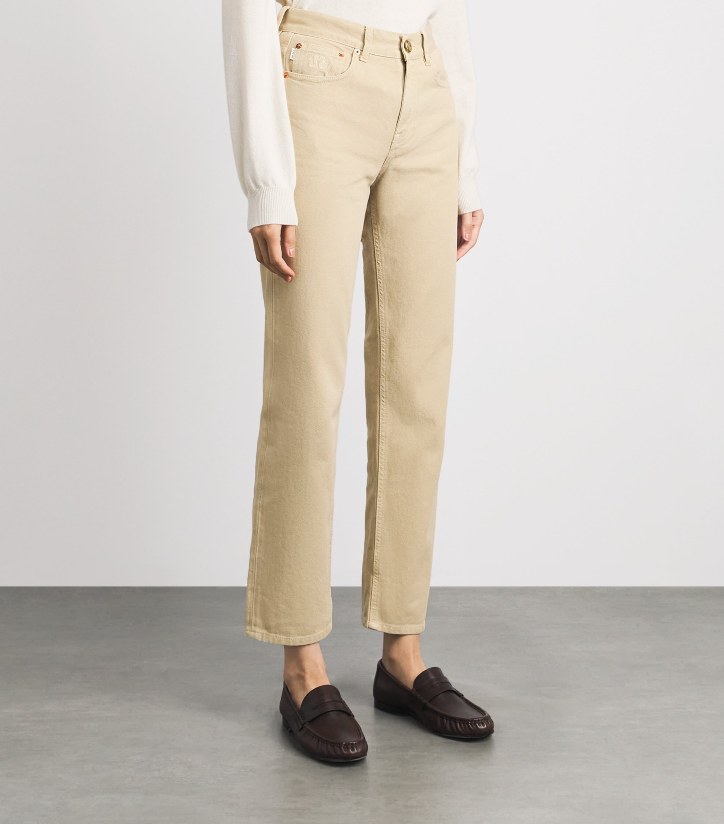 Blazé Milano Womens Nariida Java Straight Jeans Almond Image 4
